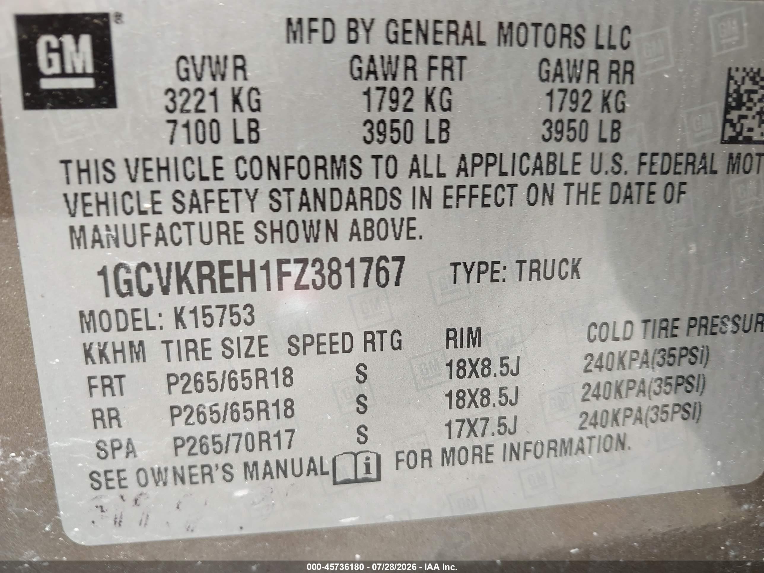 2015 Chevrolet Silverado 1500 Lt Gray vin: 1GCVKREH1FZ381767