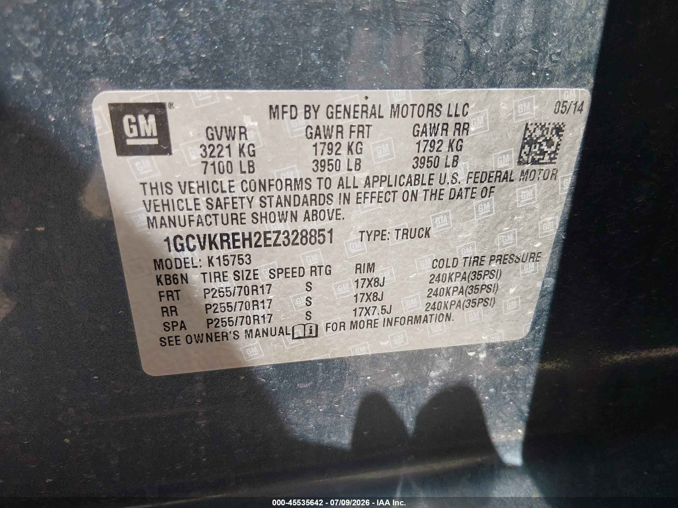 2014 Chevrolet Silverado 1500 Lt Синий vin: 1GCVKREH2EZ328851