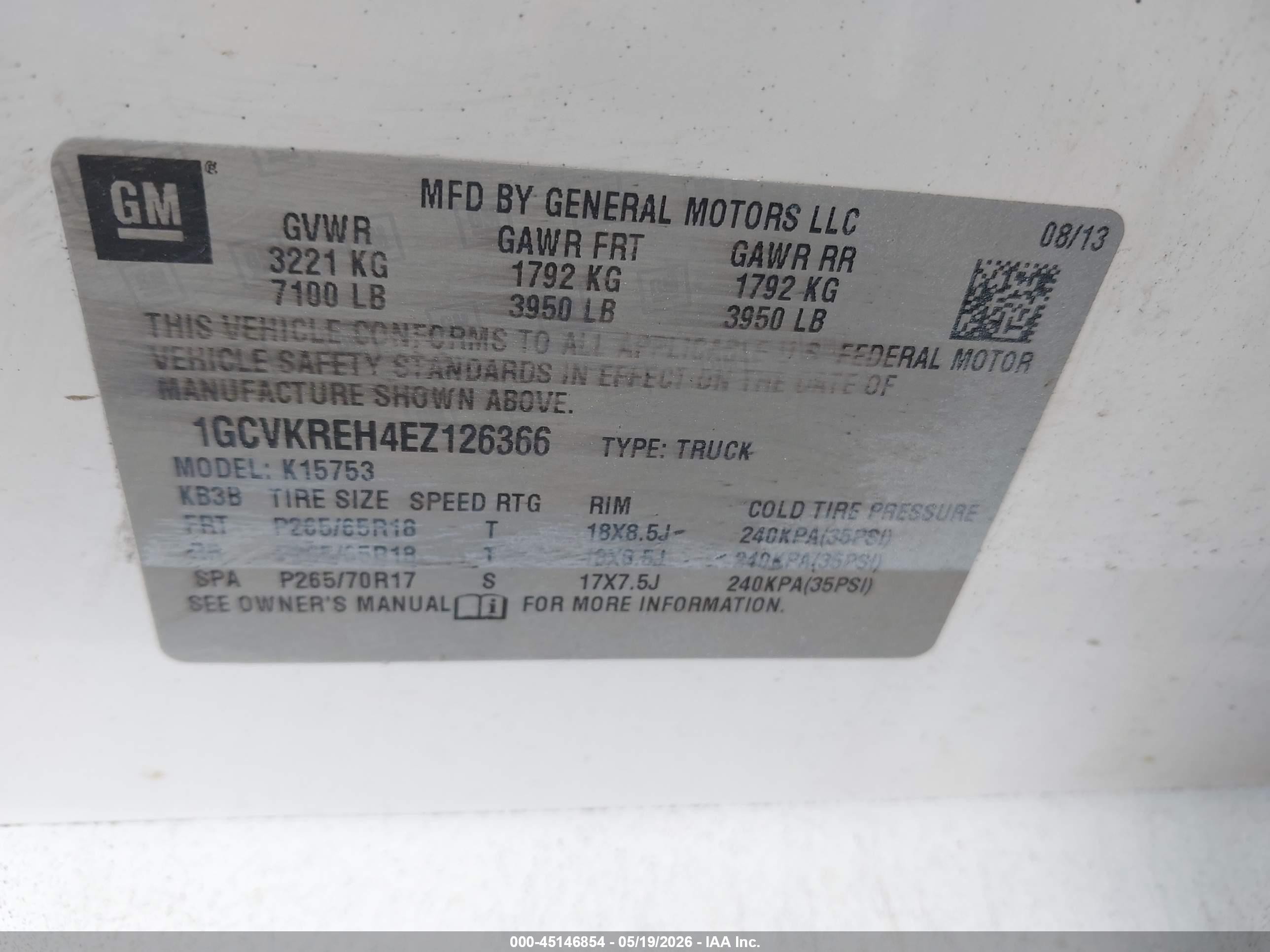 2014 Chevrolet Silverado 1500 2lt Белый vin: 1GCVKREH4EZ126366