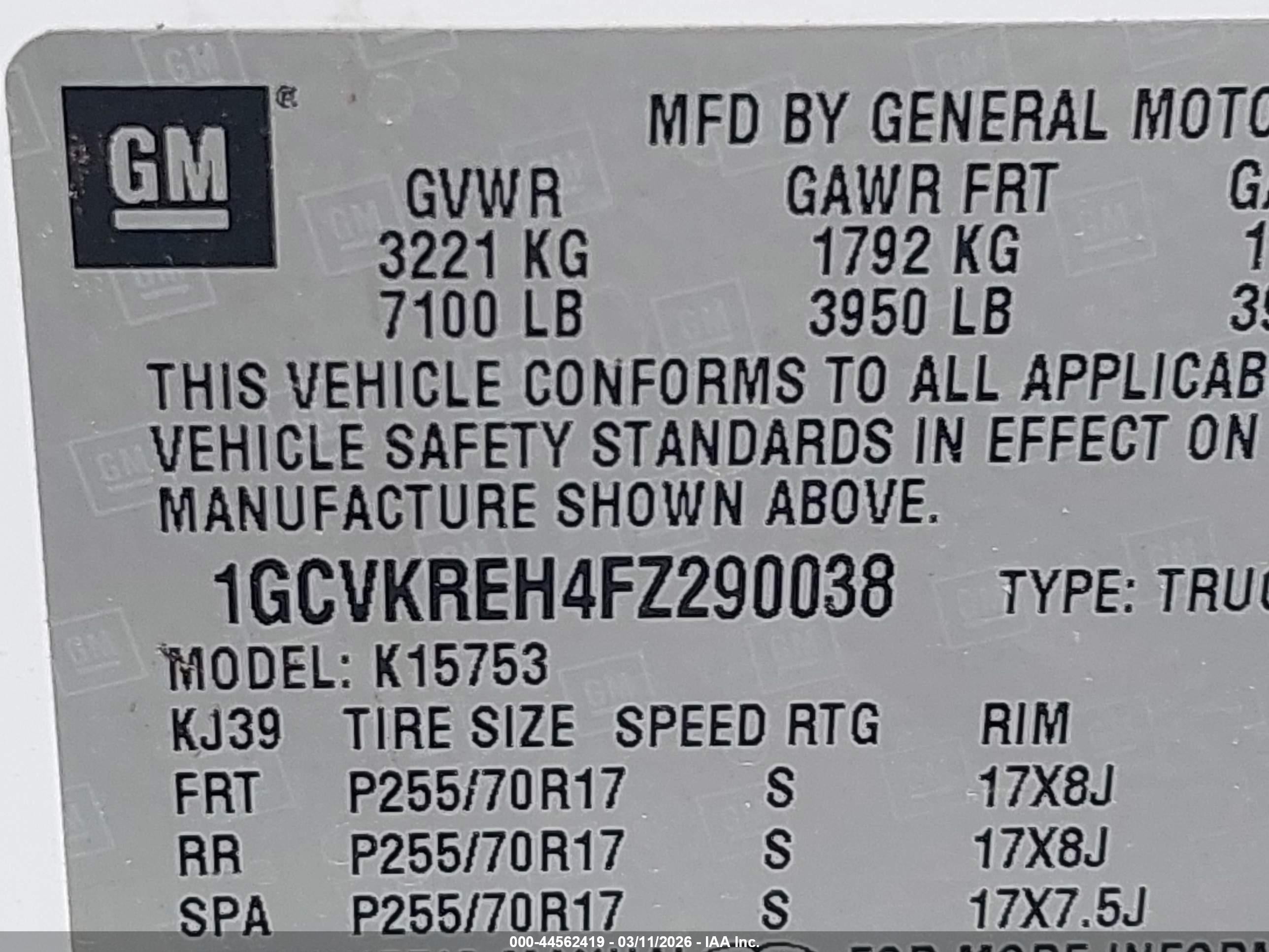 2015 Chevrolet Silverado 1500 1lt White vin: 1GCVKREH4FZ290038