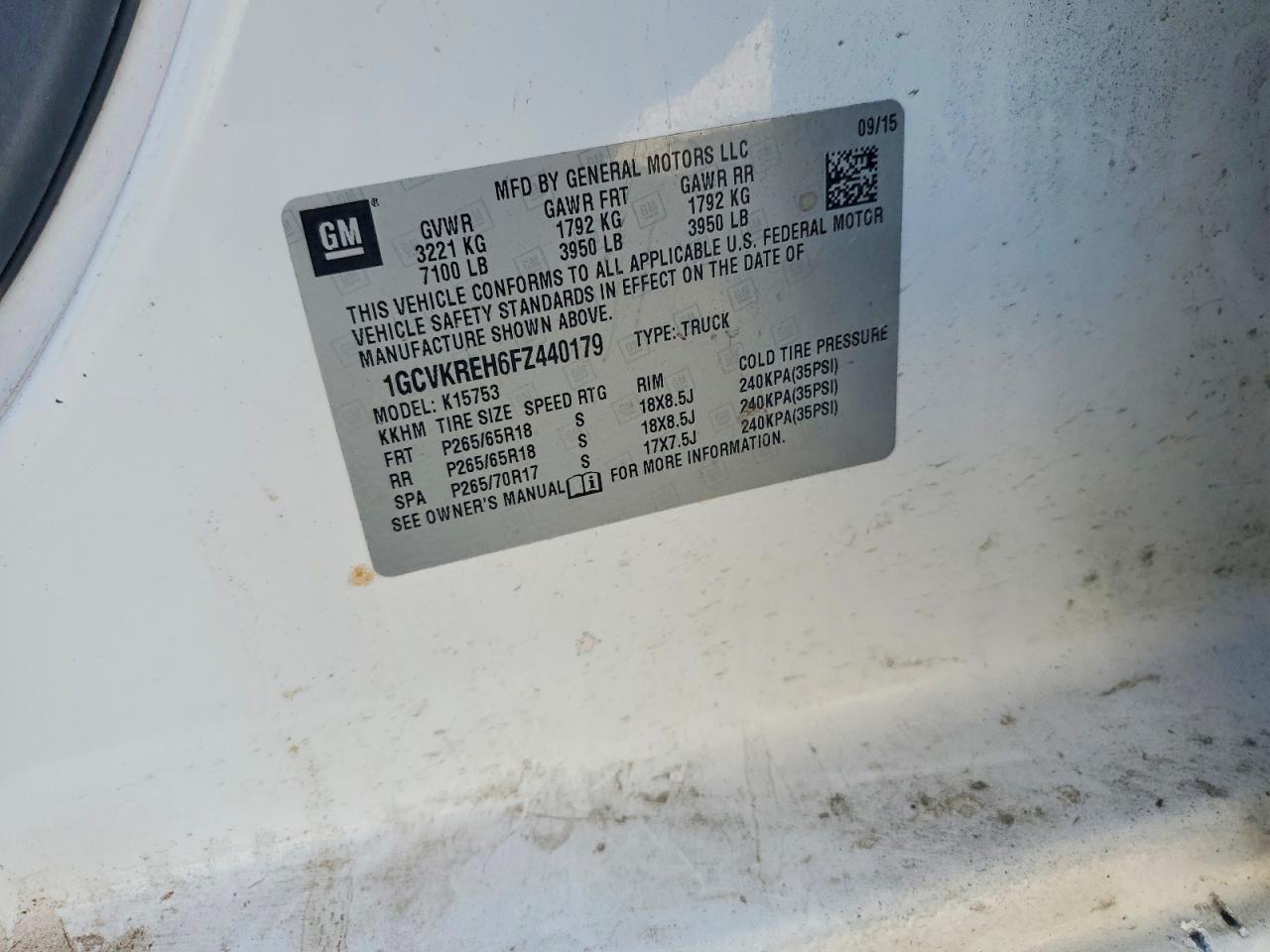 2015 Chevrolet Silverado K1500 Lt White vin: 1GCVKREH6FZ440179