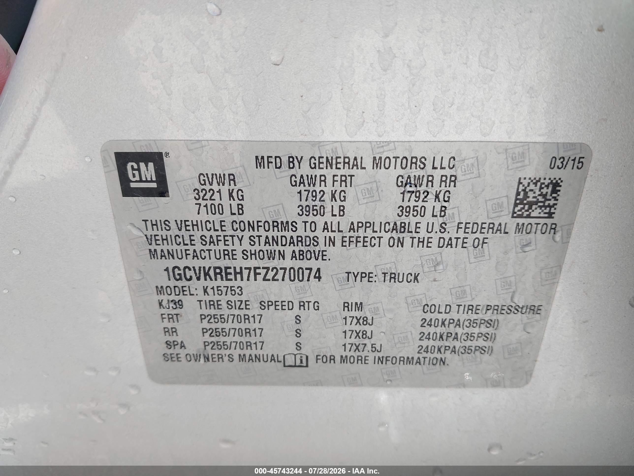 2015 Chevrolet Silverado 1500 Lt Silver vin: 1GCVKREH7FZ270074