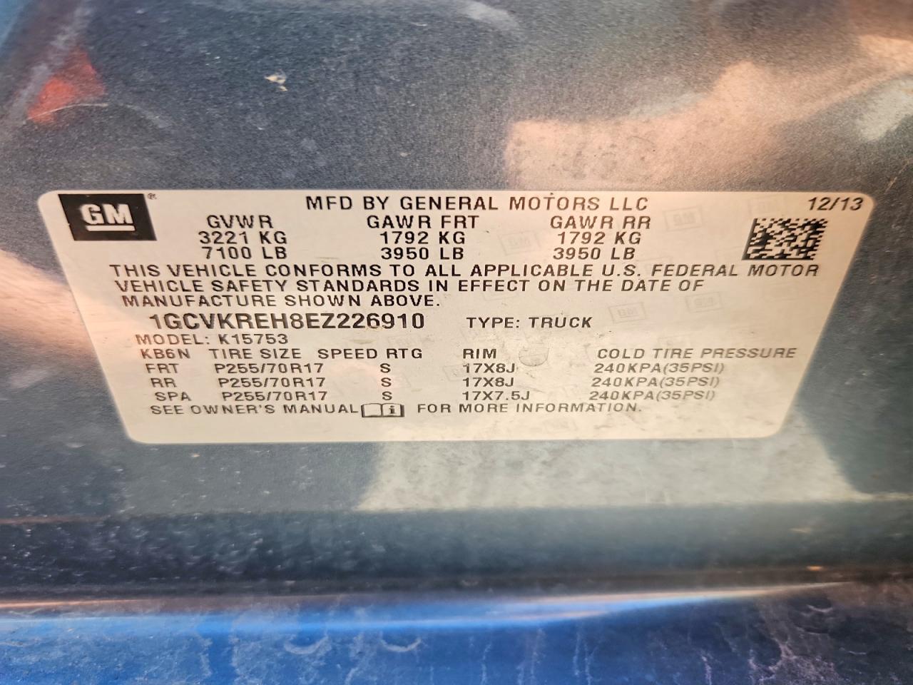 2014 Chevrolet Silverado K1500 Lt Blue vin: 1GCVKREH8EZ226910