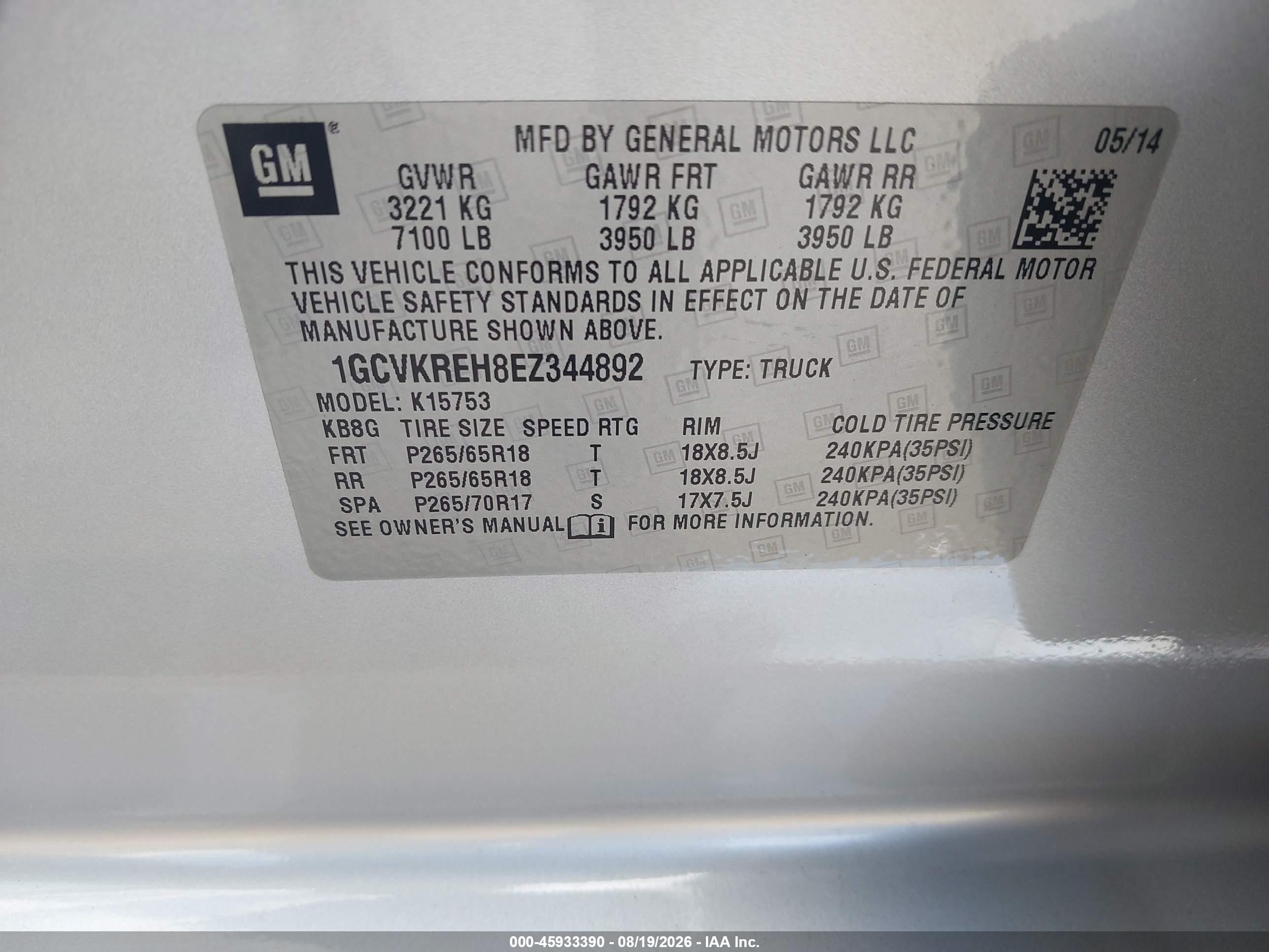 2014 Chevrolet Silverado 1500 Lt Silver vin: 1GCVKREH8EZ344892