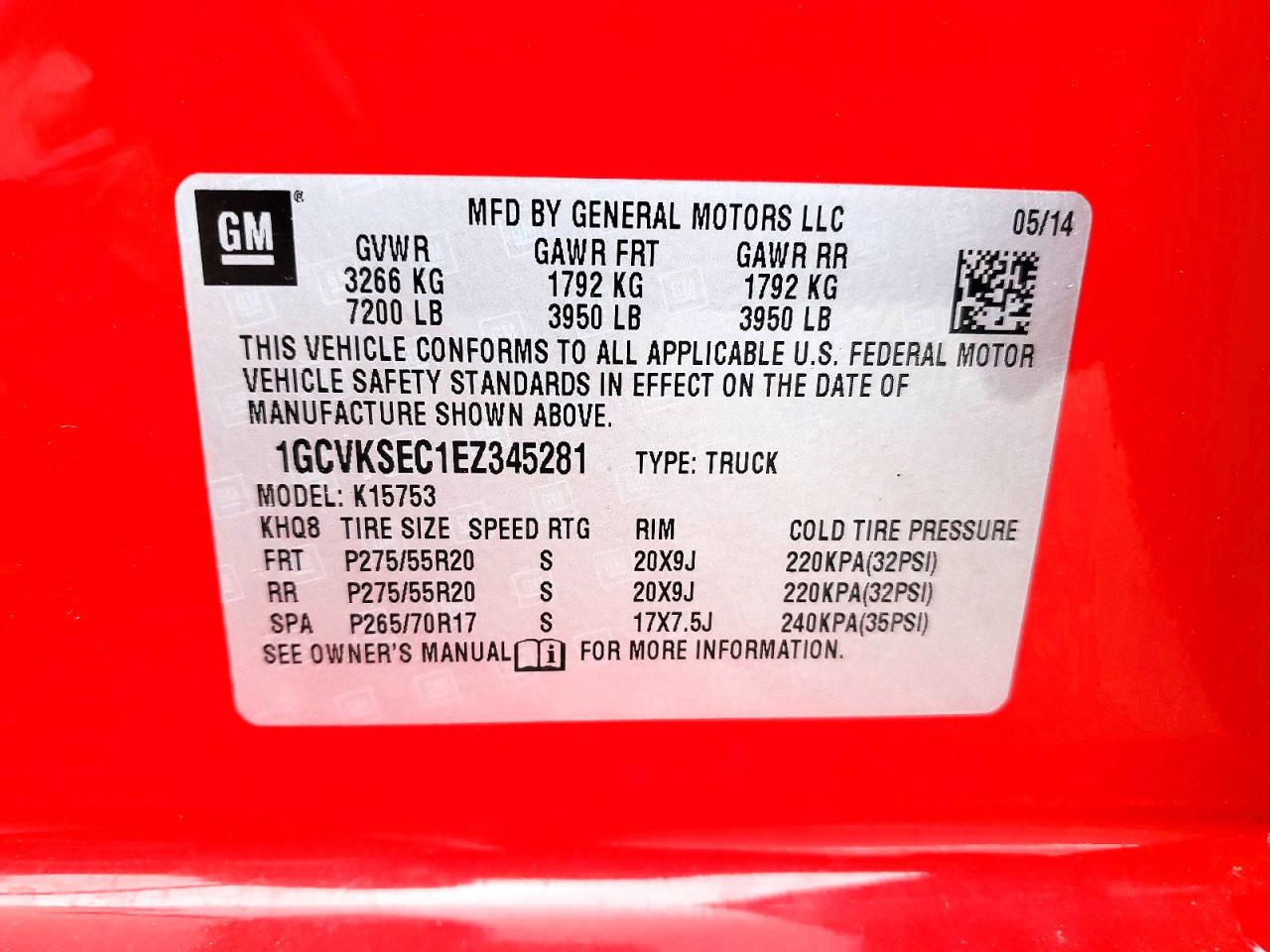 2014 Chevrolet Silverado K1500 Ltz Red vin: 1GCVKSEC1EZ345281
