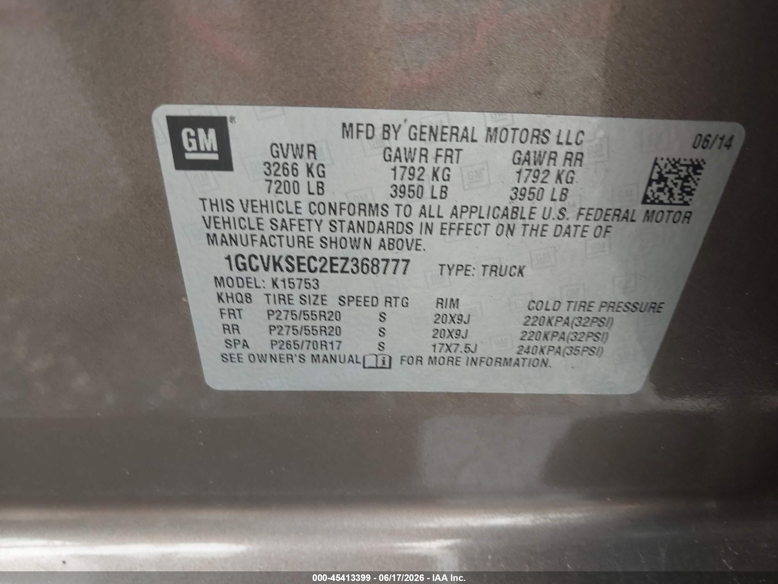 2014 Chevrolet Silverado 1500 Ltz Tan vin: 1GCVKSEC2EZ368777