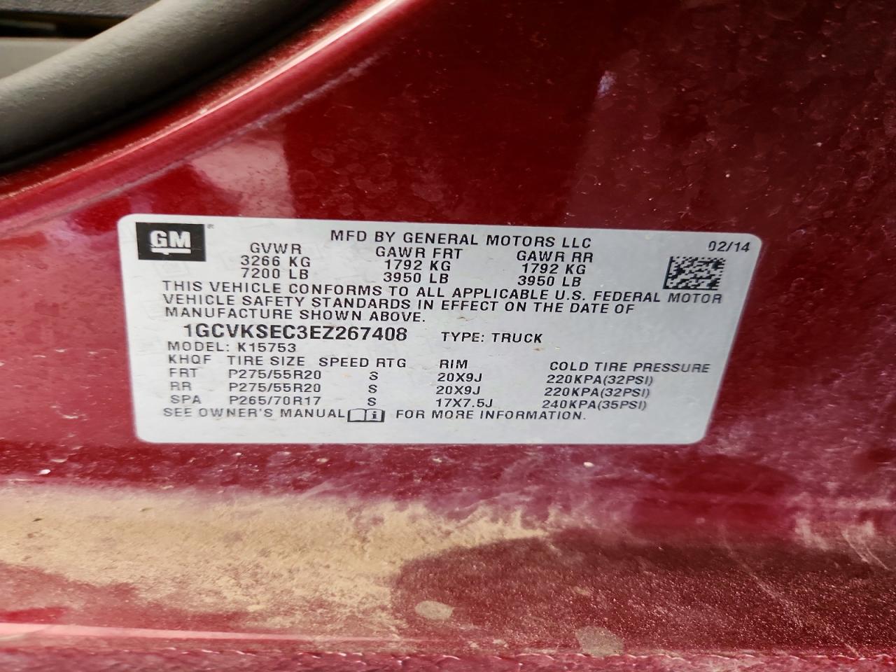 2014 Chevrolet Silverado K1500 Ltz Бордовый vin: 1GCVKSEC3EZ267408