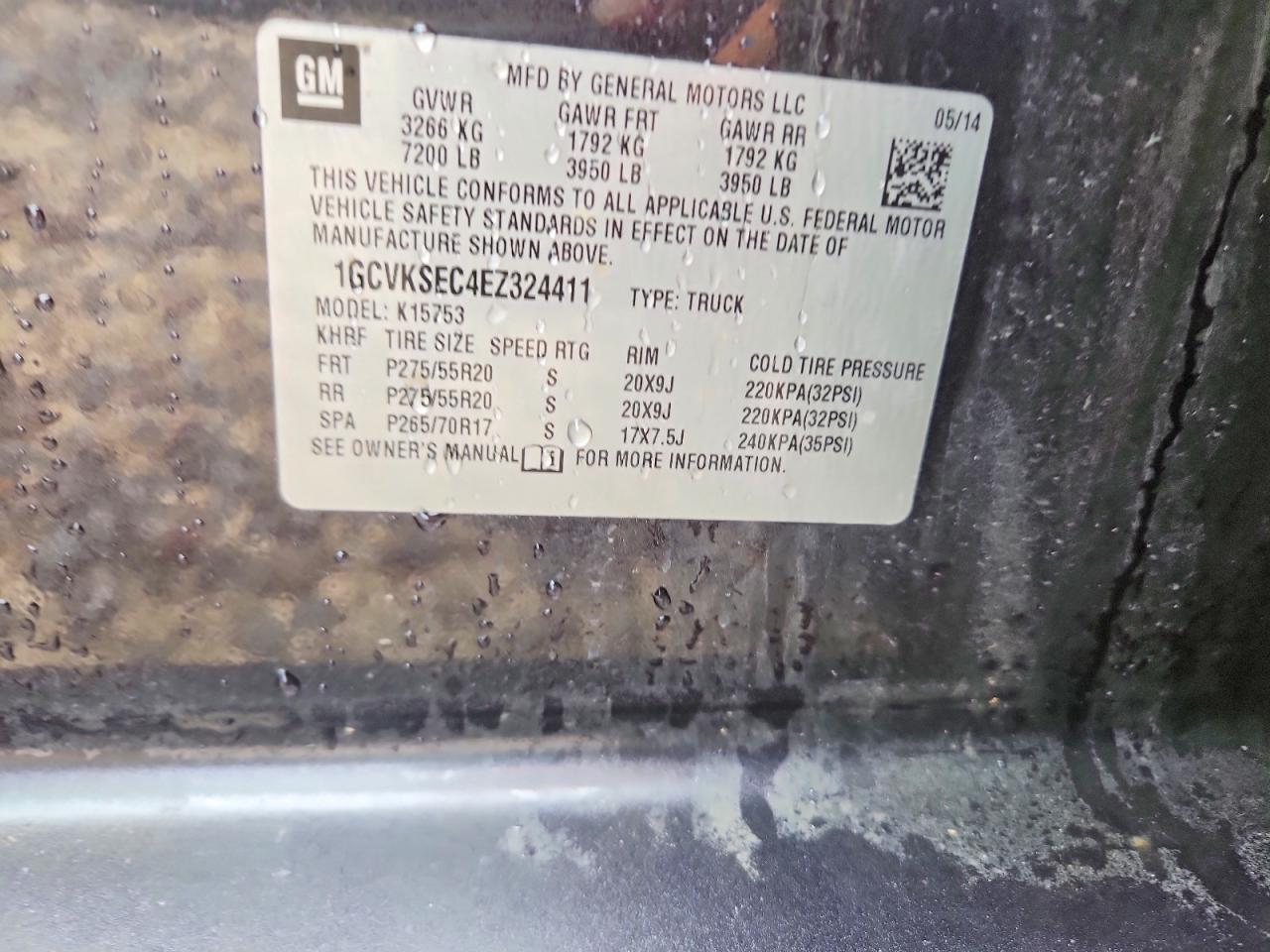 2014 Chevrolet Silverado K1500 Ltz Угольный vin: 1GCVKSEC4EZ324411