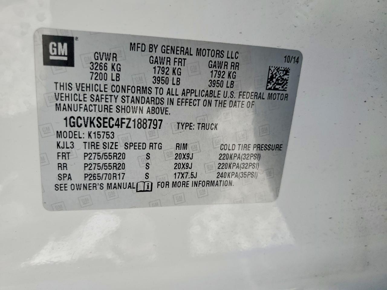 2015 Chevrolet Silverado K1500 Ltz White vin: 1GCVKSEC4FZ188797