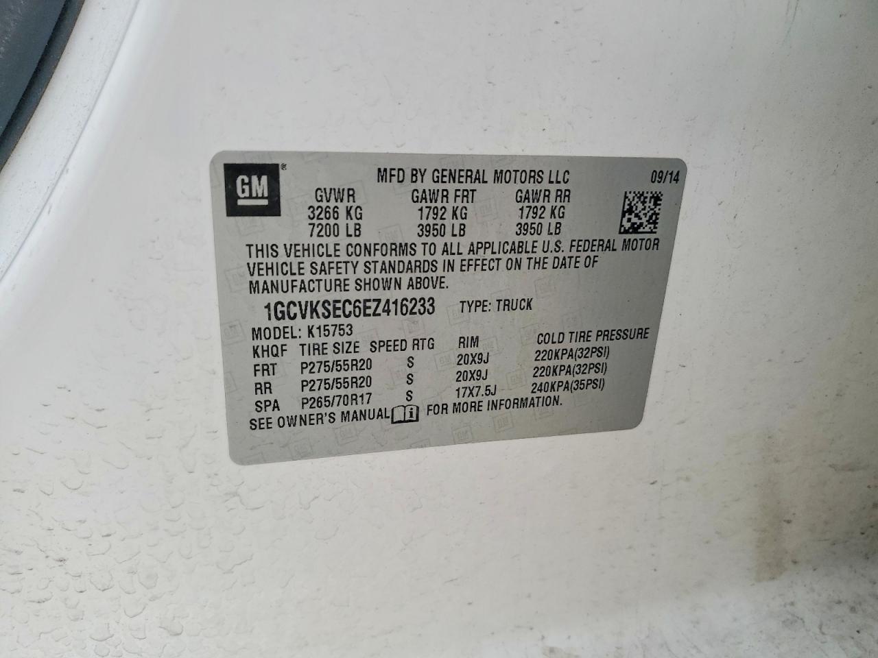 2014 Chevrolet Silverado K1500 Ltz White vin: 1GCVKSEC6EZ416233