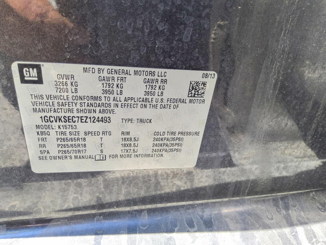 2014 Chevrolet Silverado K1500 Ltz Charcoal vin: 1GCVKSEC7EZ124493