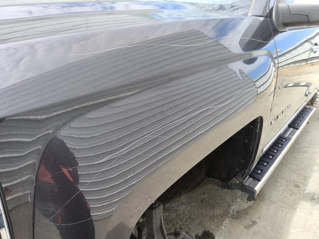 2014 Chevrolet Silverado K1500 Ltz Charcoal vin: 1GCVKSEC7EZ124493 Damage: Left Front Fender, Dent(S) W/ Paint Dmg, 5 To 6 Inches