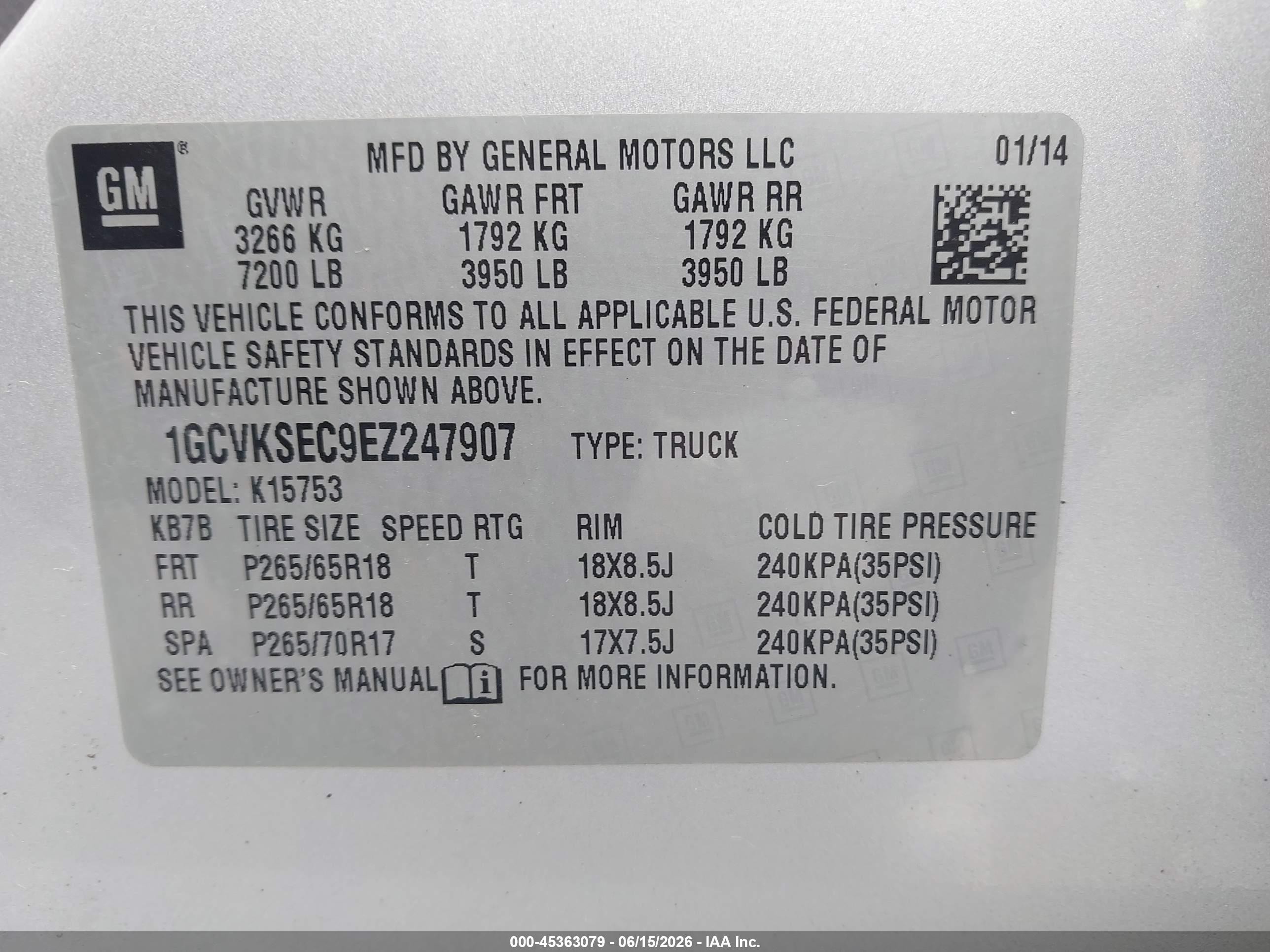 2014 Chevrolet Silverado 1500 Ltz Silver vin: 1GCVKSEC9EZ247907