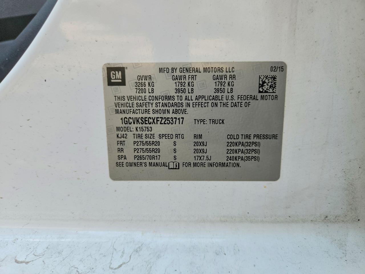 2015 Chevrolet Silverado K1500 Ltz White vin: 1GCVKSECXFZ253717