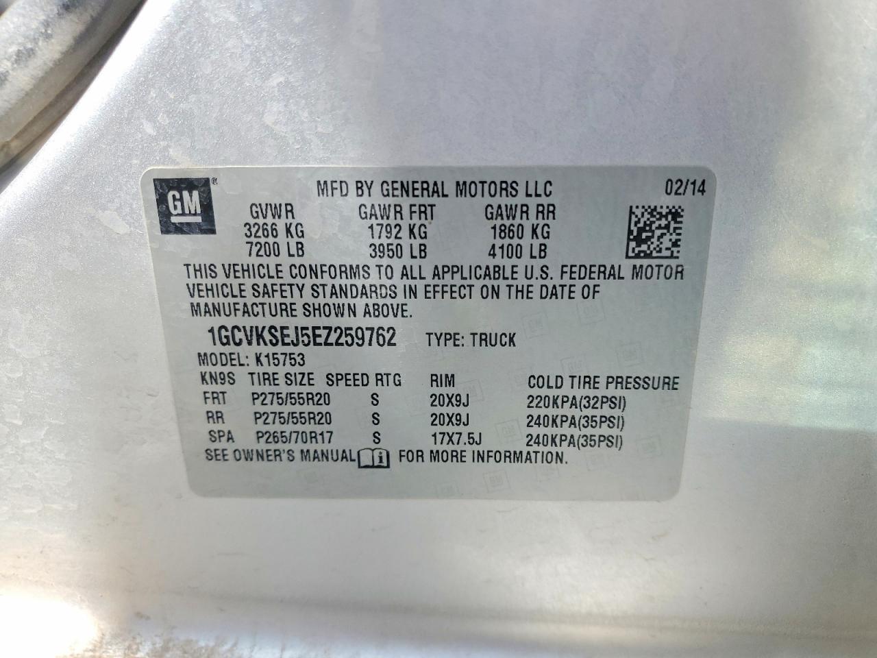 2014 Chevrolet Silverado K1500 Ltz Silver vin: 1GCVKSEJ5EZ259762