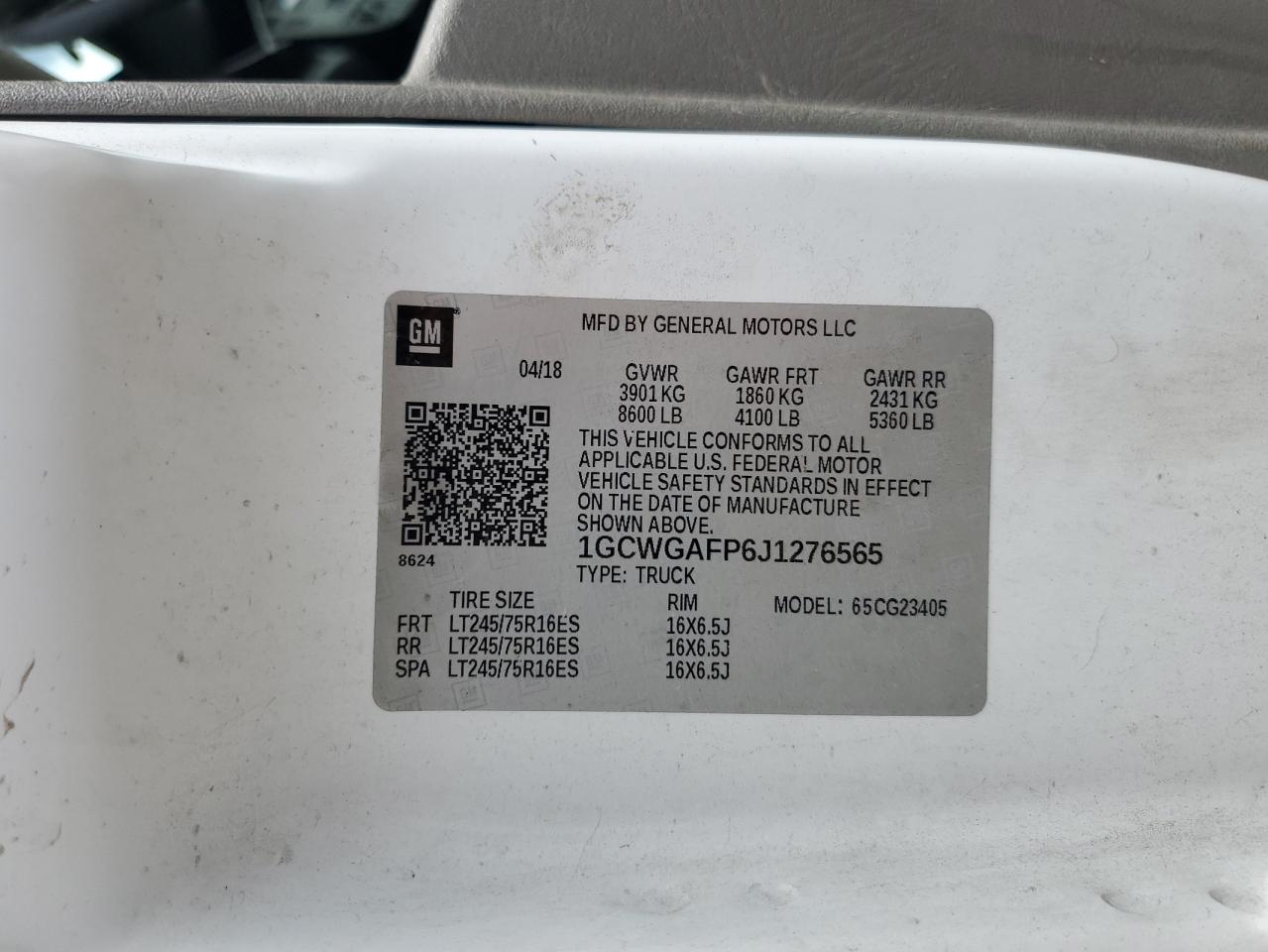 2018 Chevrolet Express G2500 White vin: 1GCWGAFP6J1276565