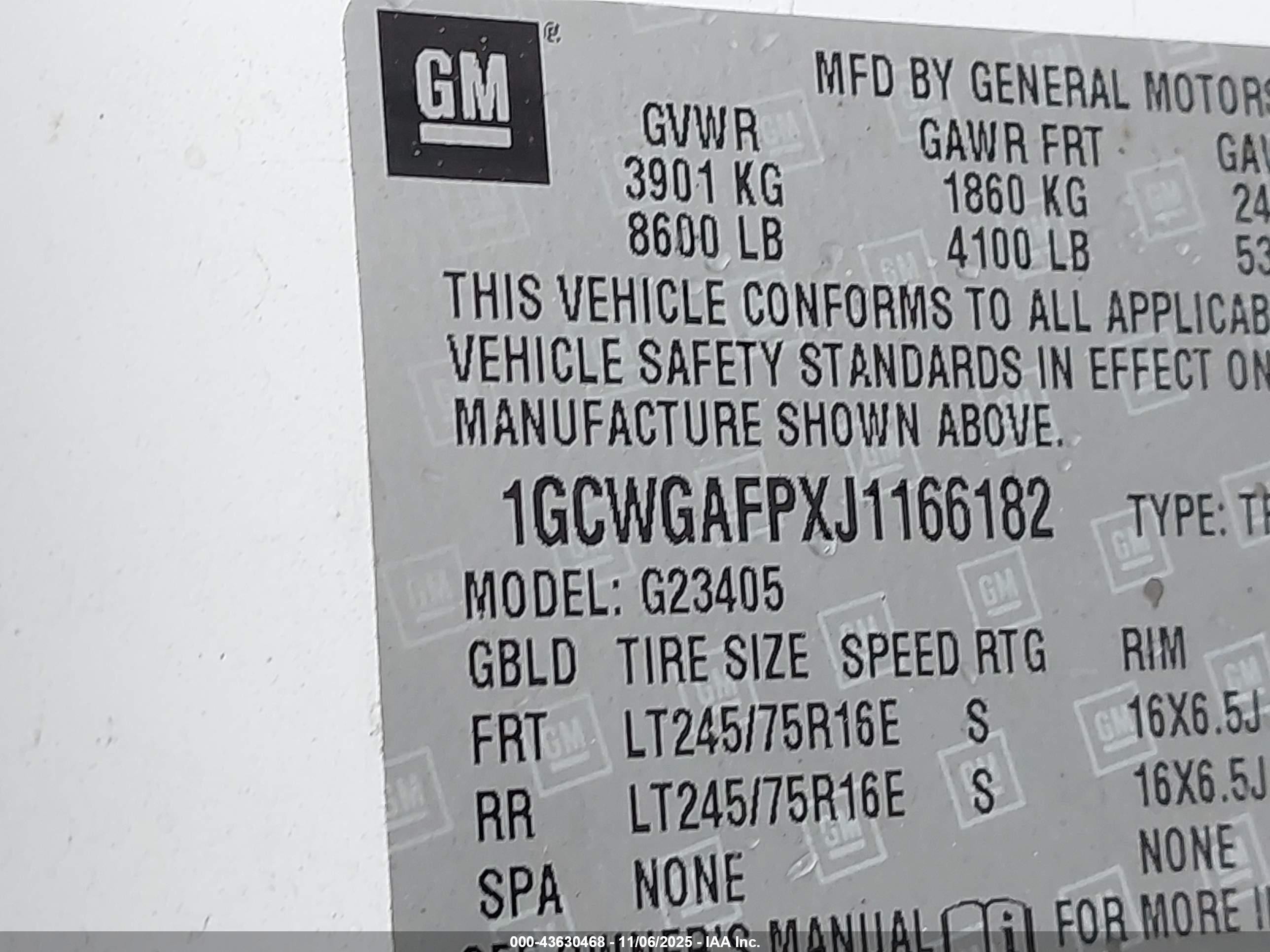2018 Chevrolet Express 2500 Work Van White vin: 1GCWGAFPXJ1166182