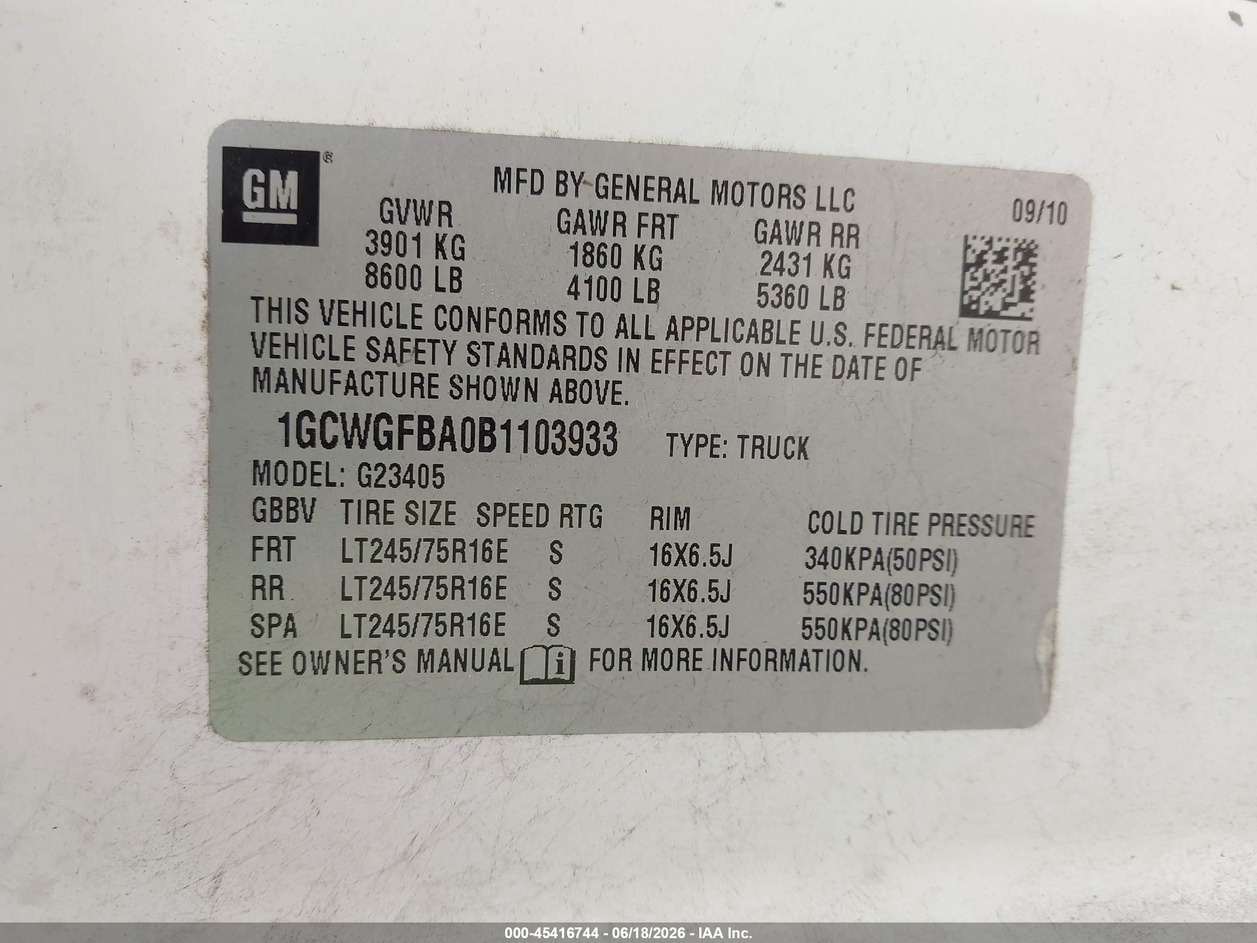 2011 Chevrolet Express 2500 Work Van White vin: 1GCWGFBA0B1103933