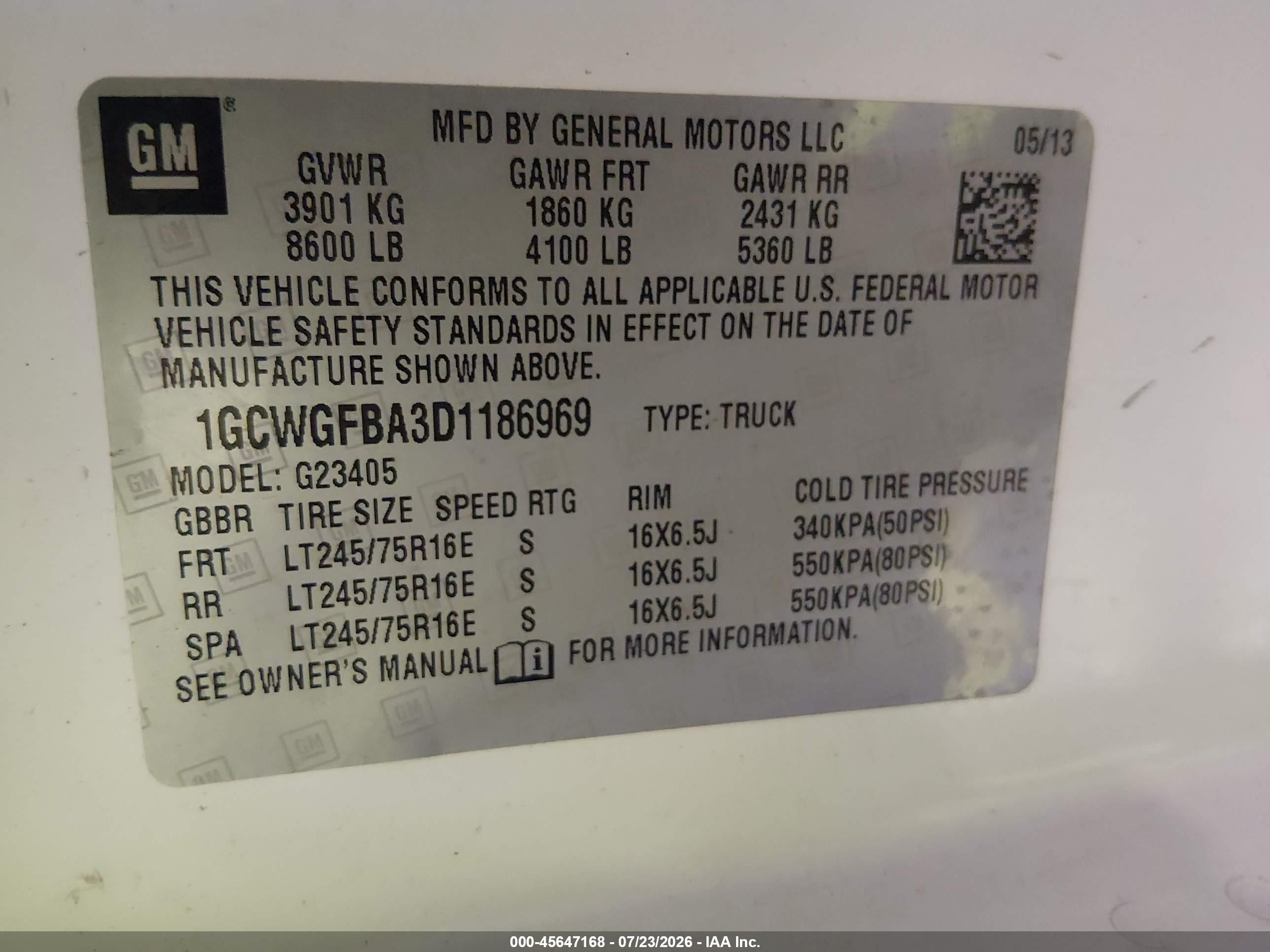 2013 Chevrolet Express 2500 Work Van White vin: 1GCWGFBA3D1186969