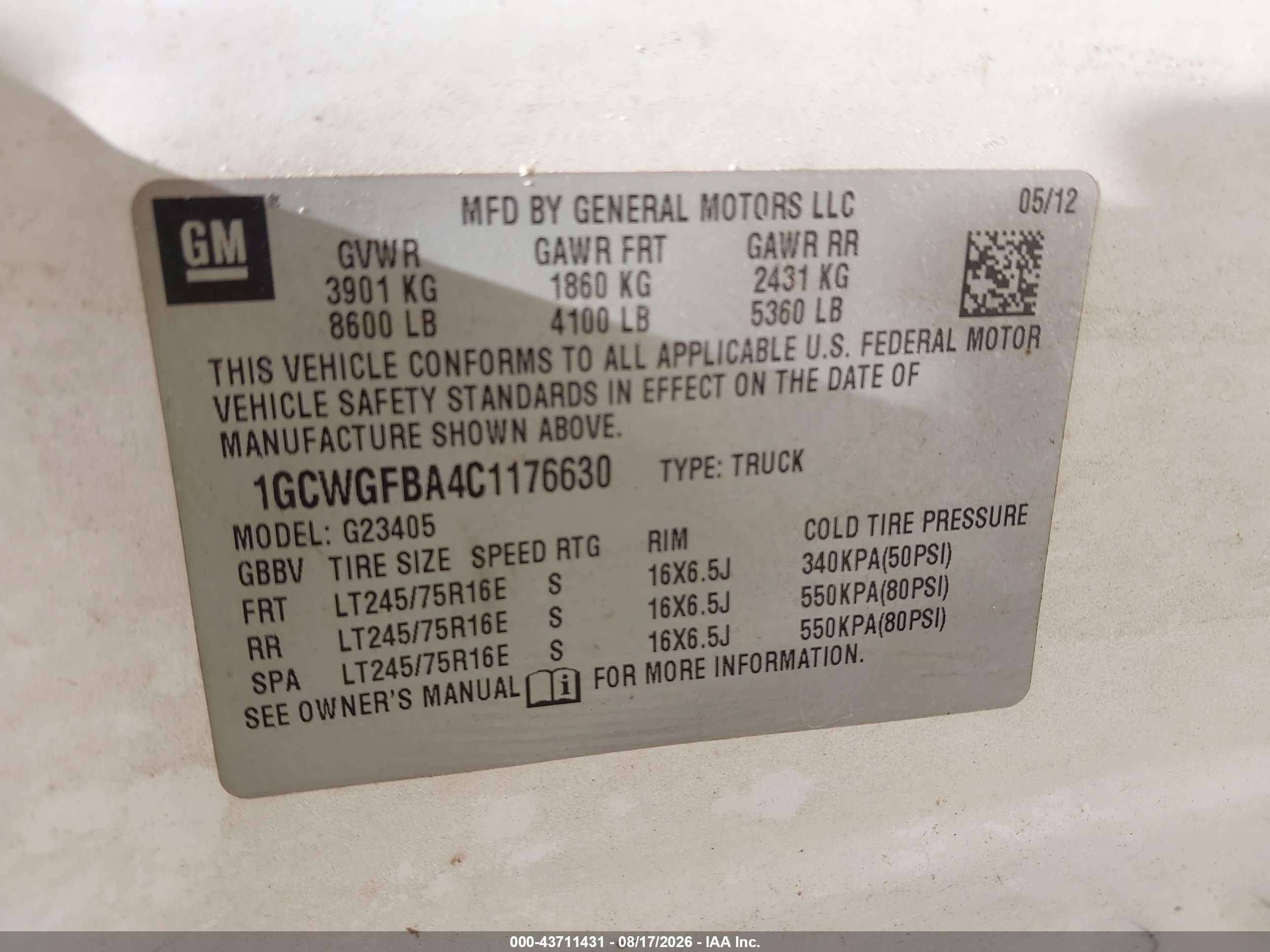 2012 Chevrolet Express 2500 Work Van White vin: 1GCWGFBA4C1176630
