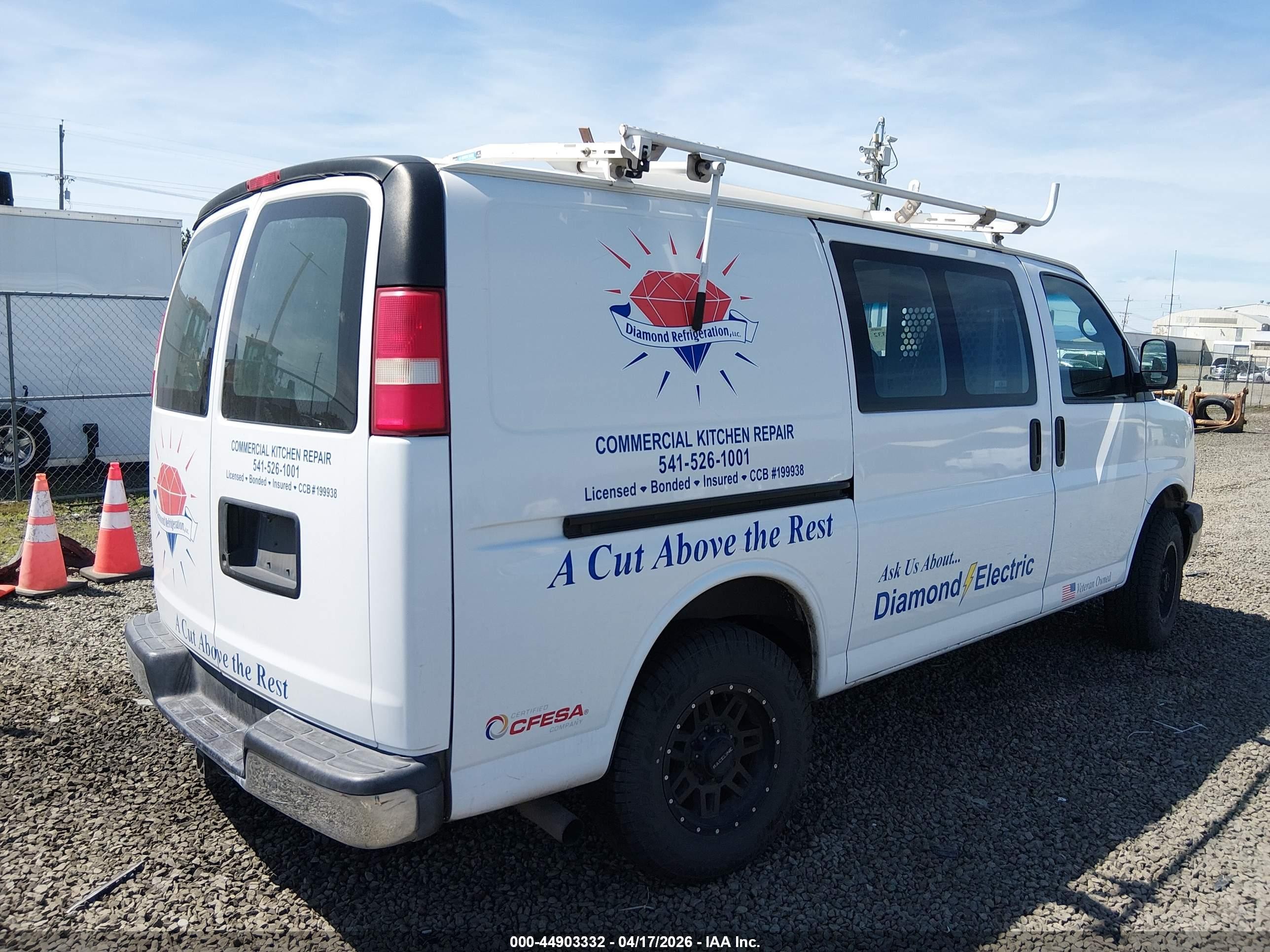 2013 Chevrolet Express 2500 Work Van White vin: 1GCWGFBA4D1101542