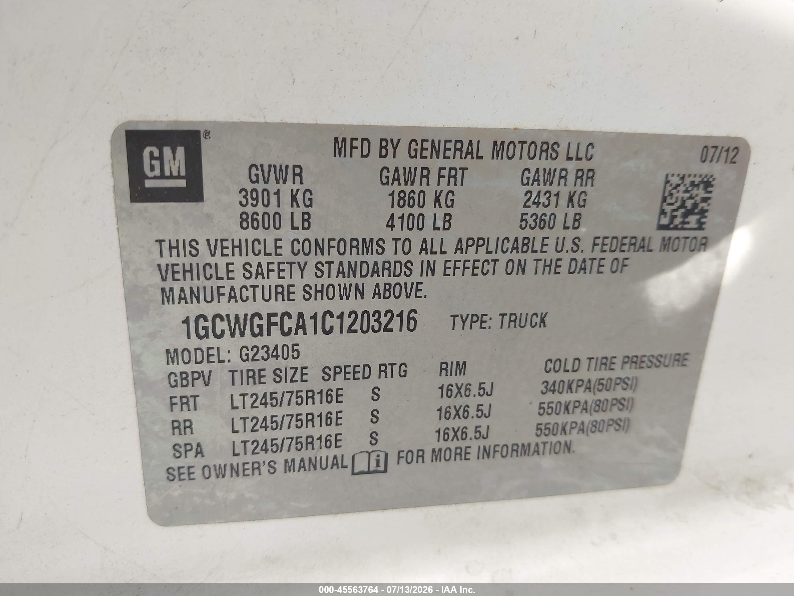2012 Chevrolet Express 2500 Work Van White vin: 1GCWGFCA1C1203216