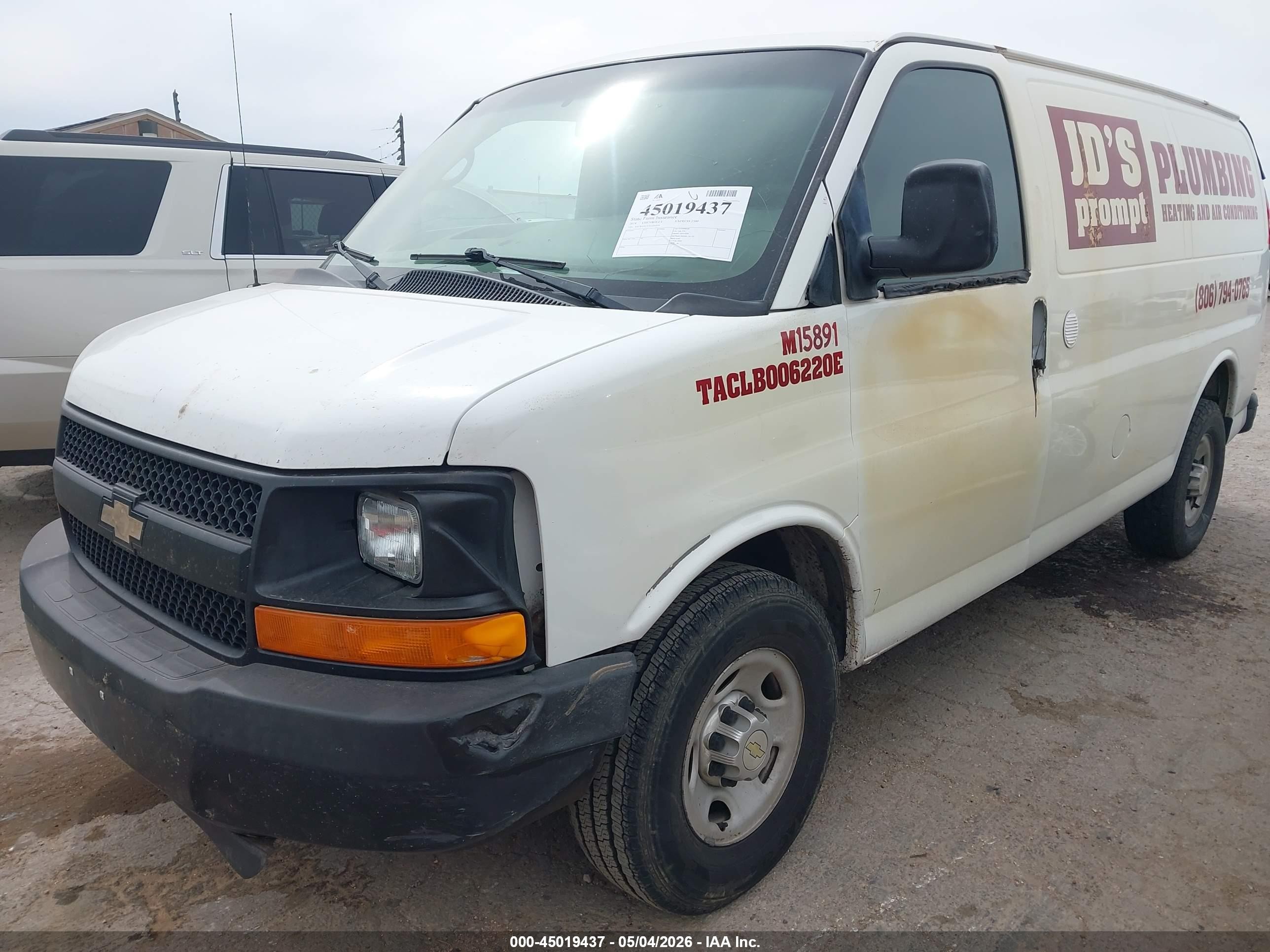 2014 Chevrolet Express 2500 Work Van Белый vin: 1GCWGFCA1E1147054