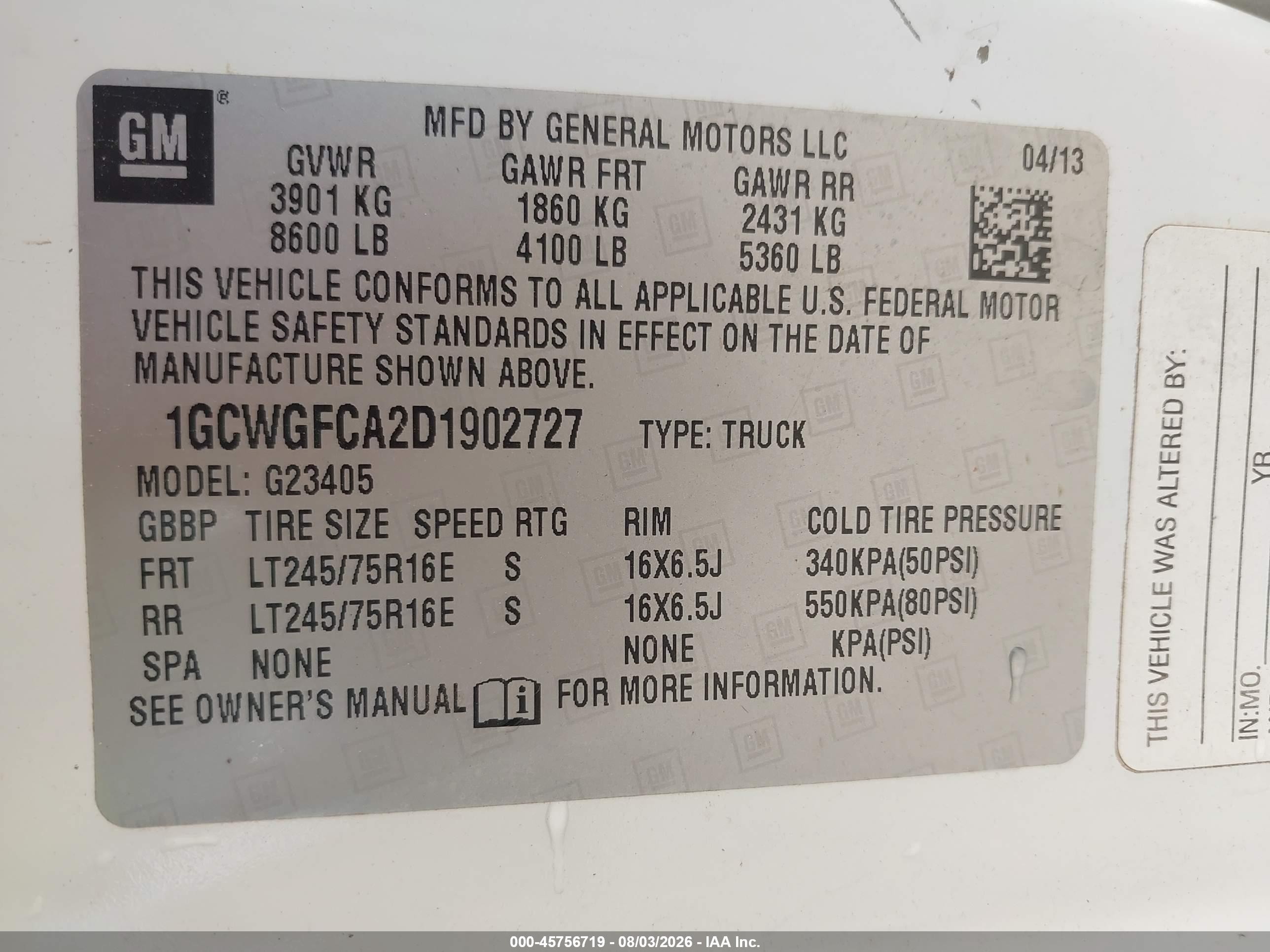 2013 Chevrolet Express 2500 Work Van White vin: 1GCWGFCA2D1902727