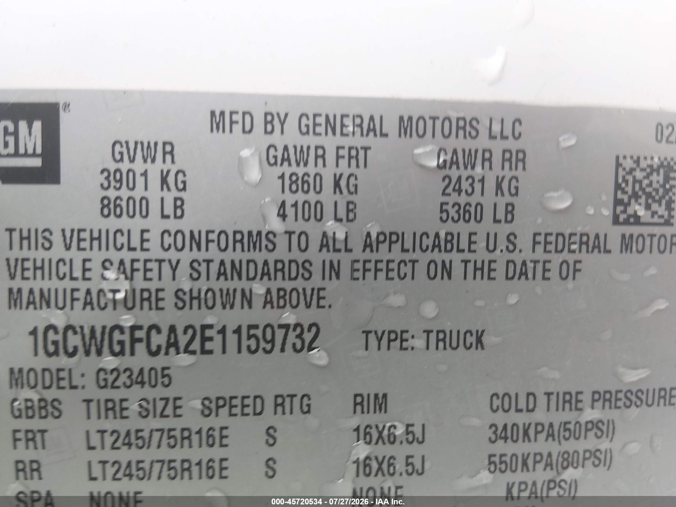 2014 Chevrolet Express 2500 Work Van Белый vin: 1GCWGFCA2E1159732