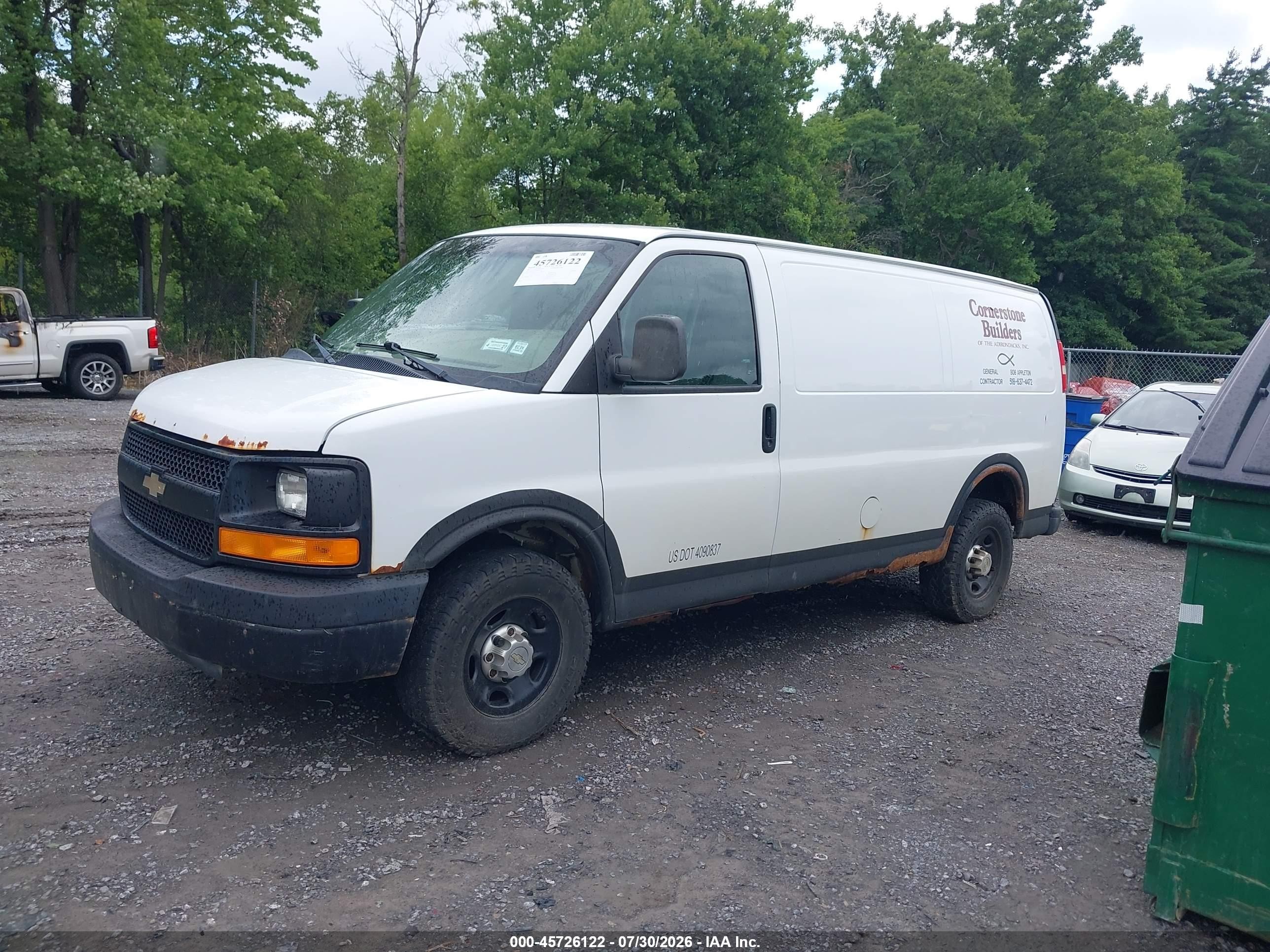 2013 Chevrolet Express 2500 Work Van White vin: 1GCWGFCA4D1122731
