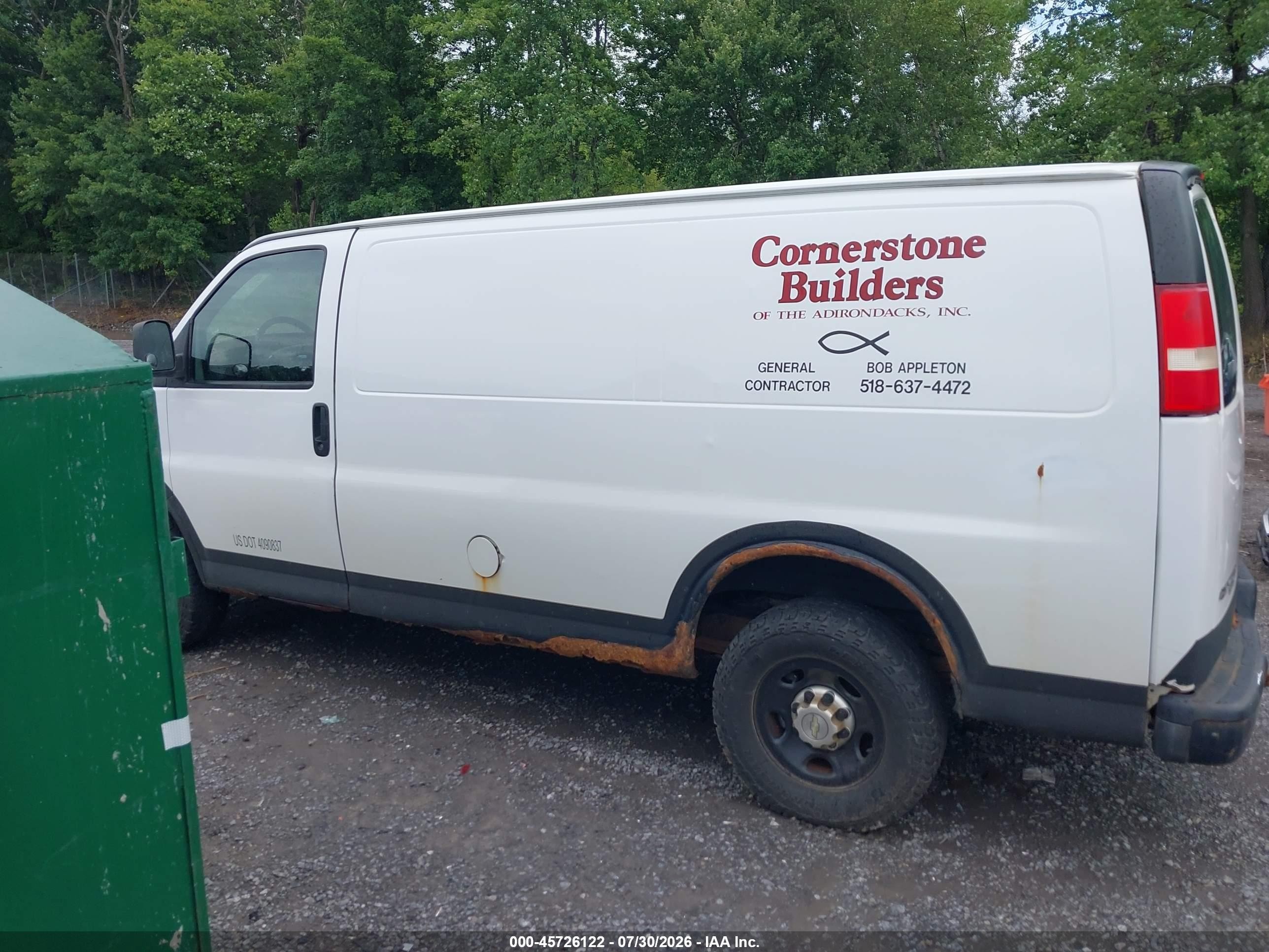 2013 Chevrolet Express 2500 Work Van White vin: 1GCWGFCA4D1122731