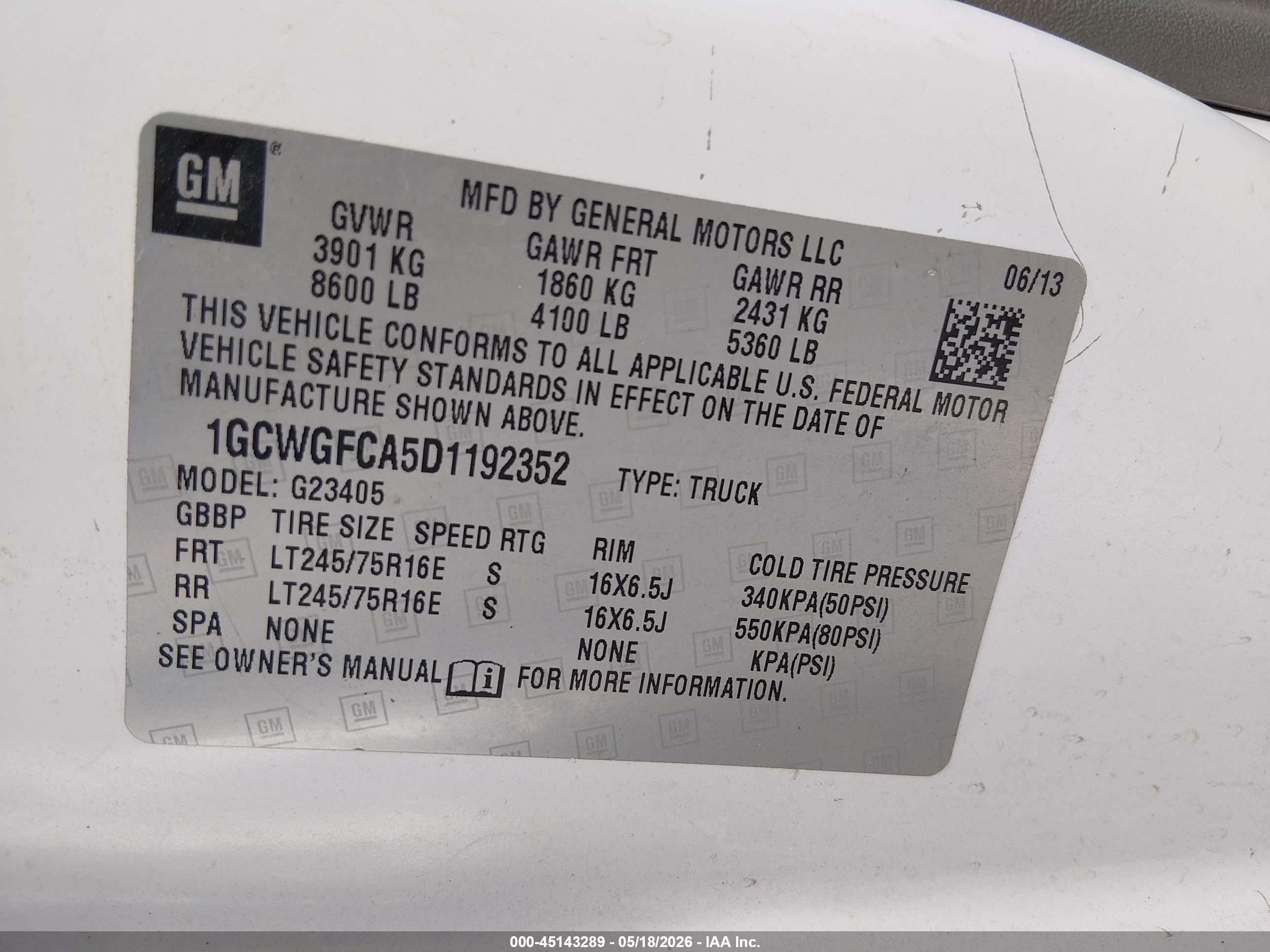 2013 Chevrolet Express 2500 Work Van White vin: 1GCWGFCA5D1192352