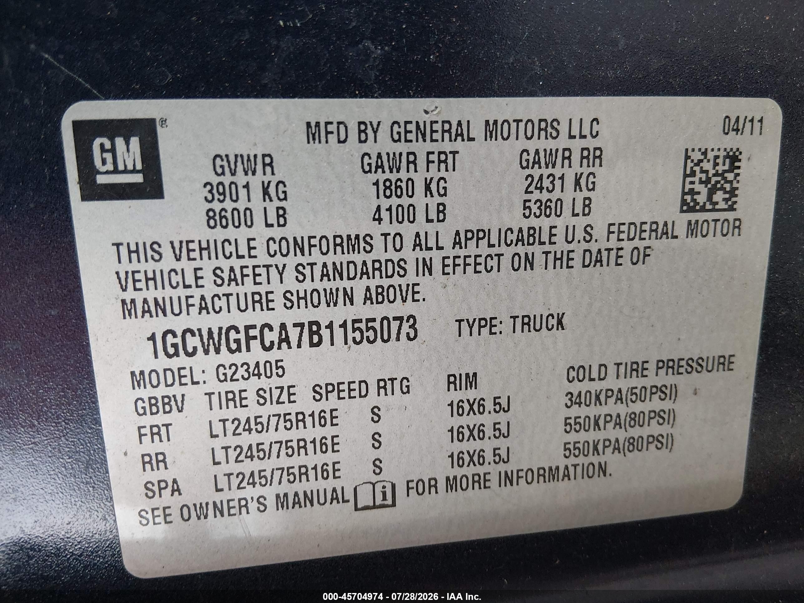 2011 Chevrolet Express 2500 Work Van Blue vin: 1GCWGFCA7B1155073