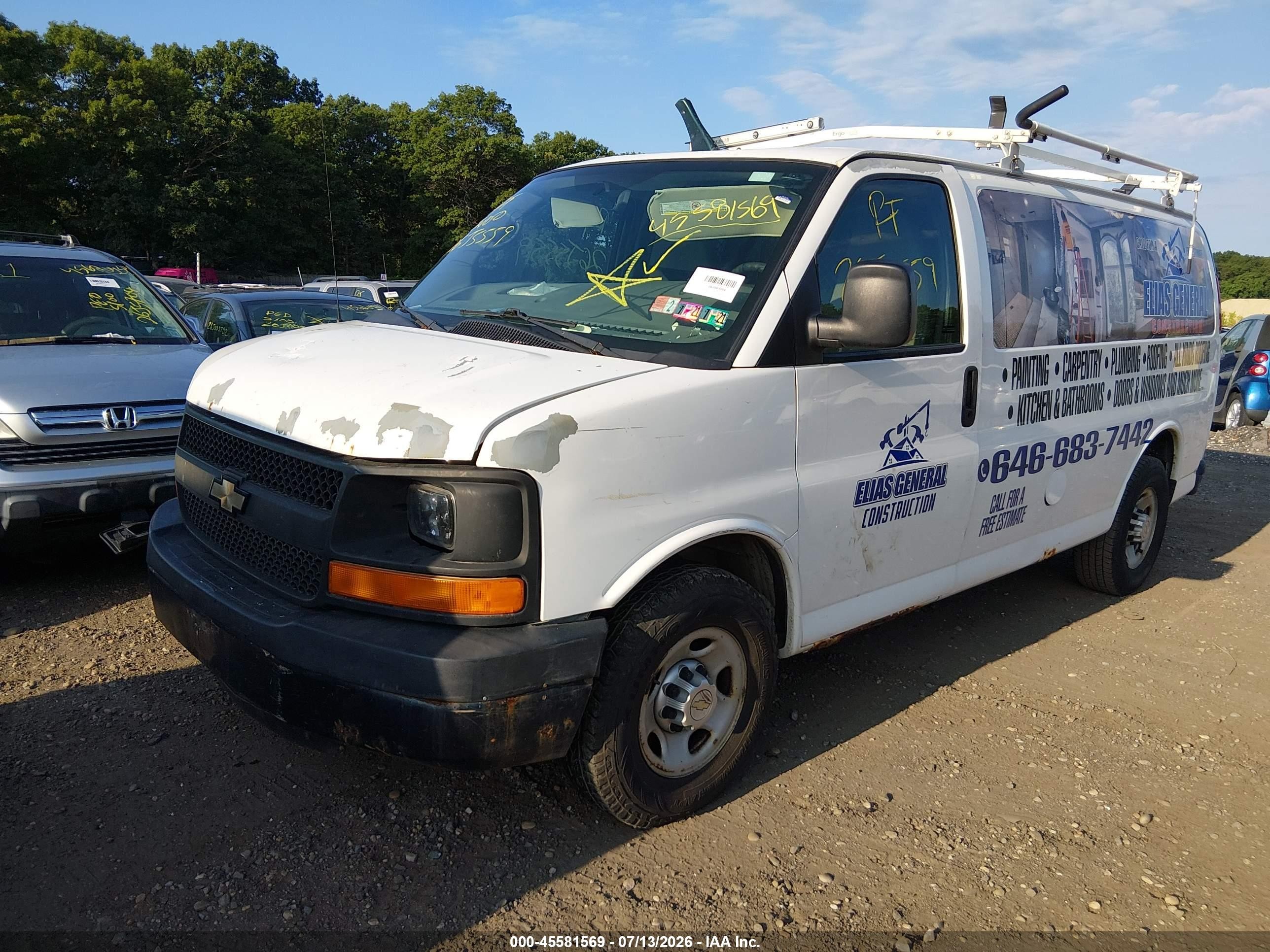 2011 Chevrolet Express 2500 Work Van White vin: 1GCWGFCA7B1164002