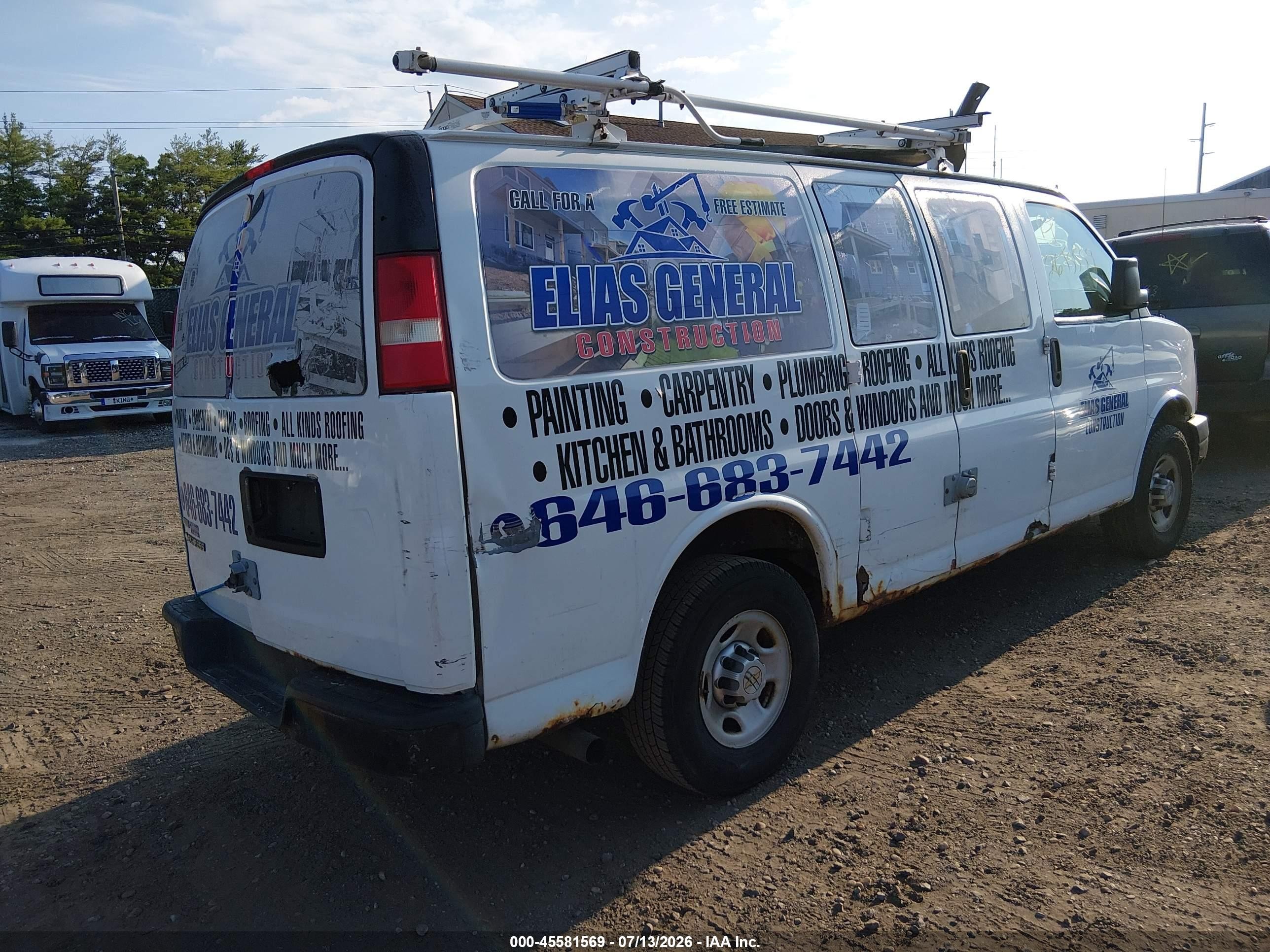 2011 Chevrolet Express 2500 Work Van White vin: 1GCWGFCA7B1164002