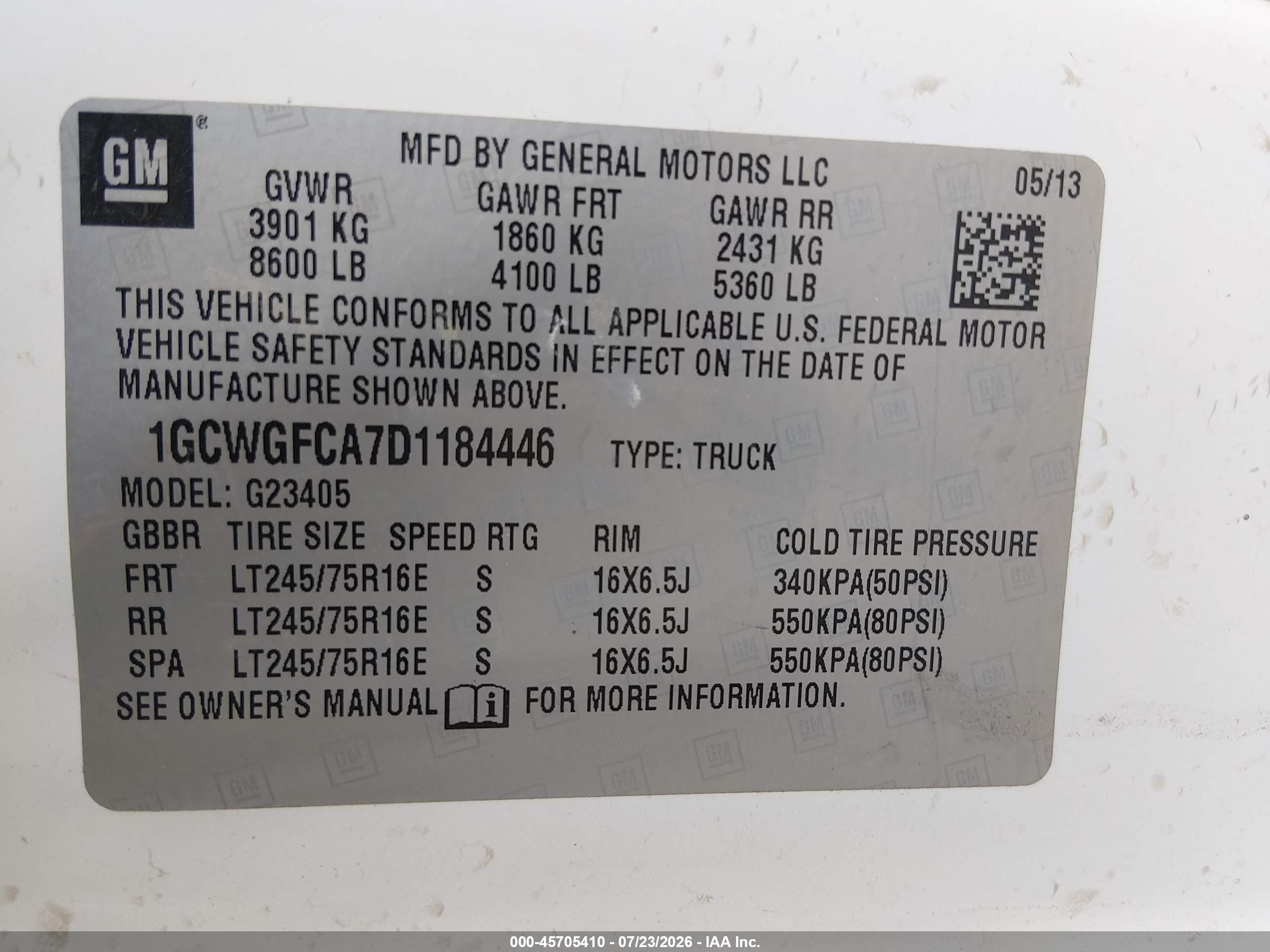 2013 Chevrolet Express 2500 Work Van White vin: 1GCWGFCA7D1184446