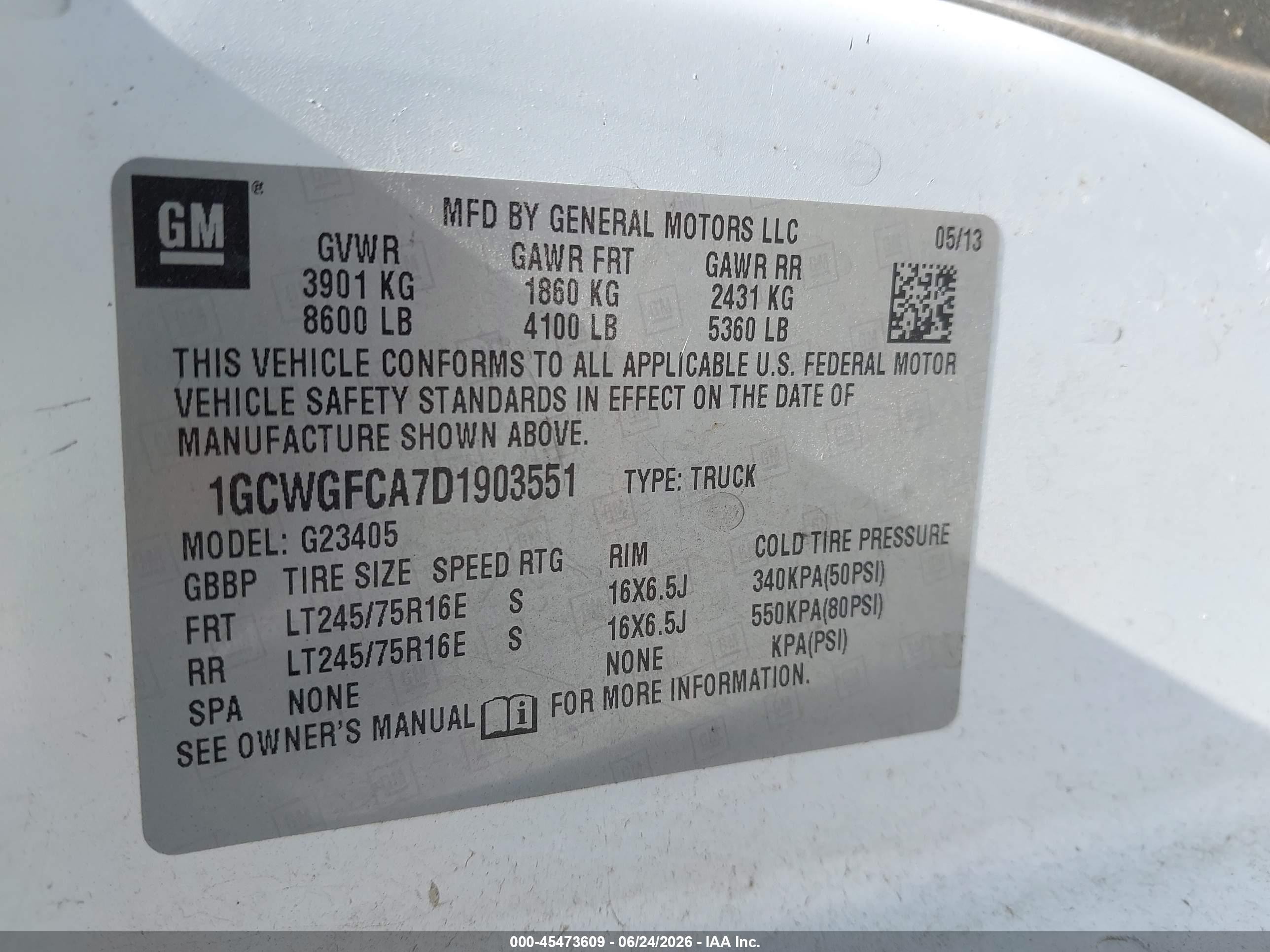 2013 Chevrolet Express 2500 Work Van White vin: 1GCWGFCA7D1903551