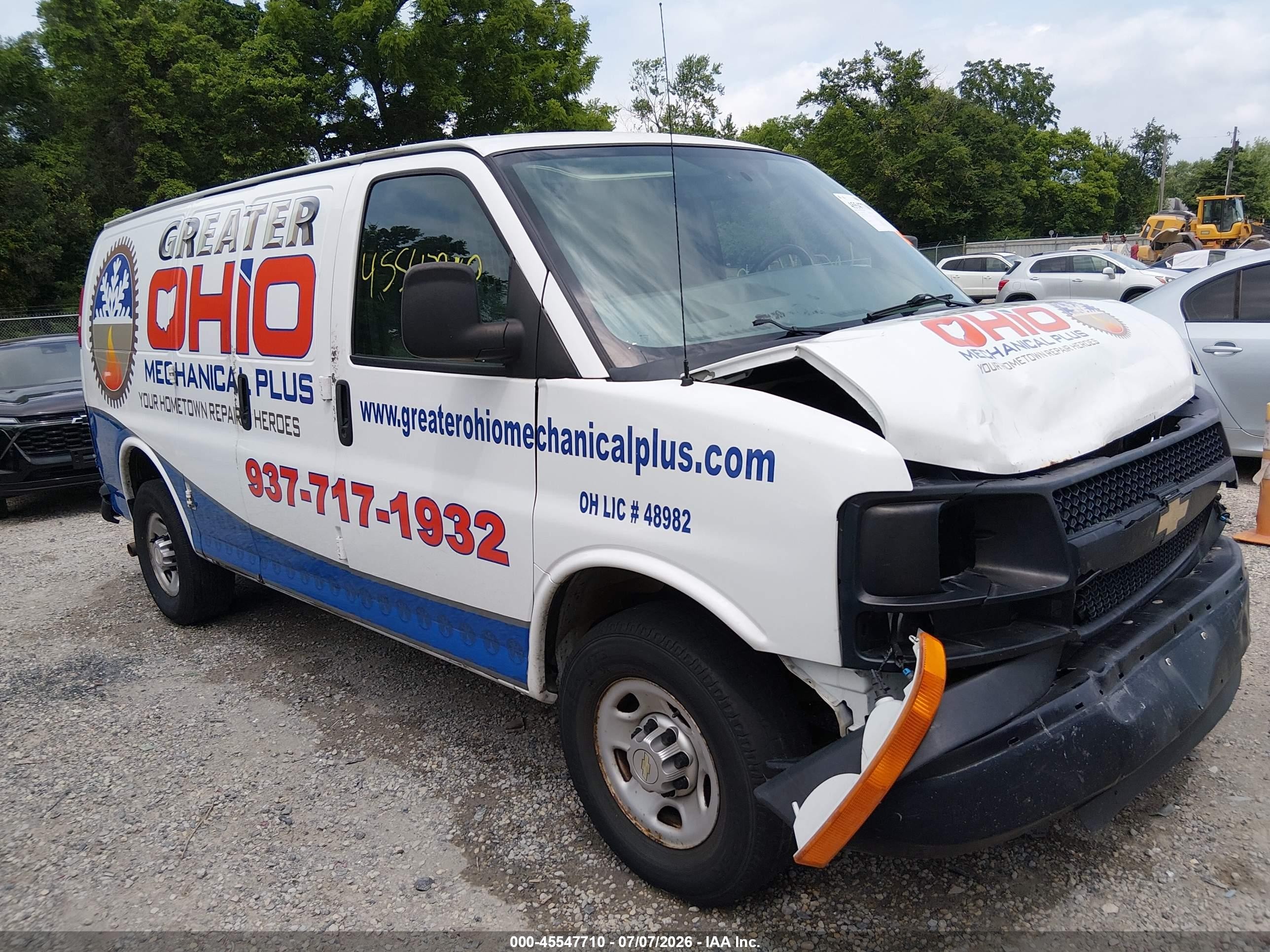 2014 Chevrolet Express 2500 Work Van White vin: 1GCWGFCA9E1163096
