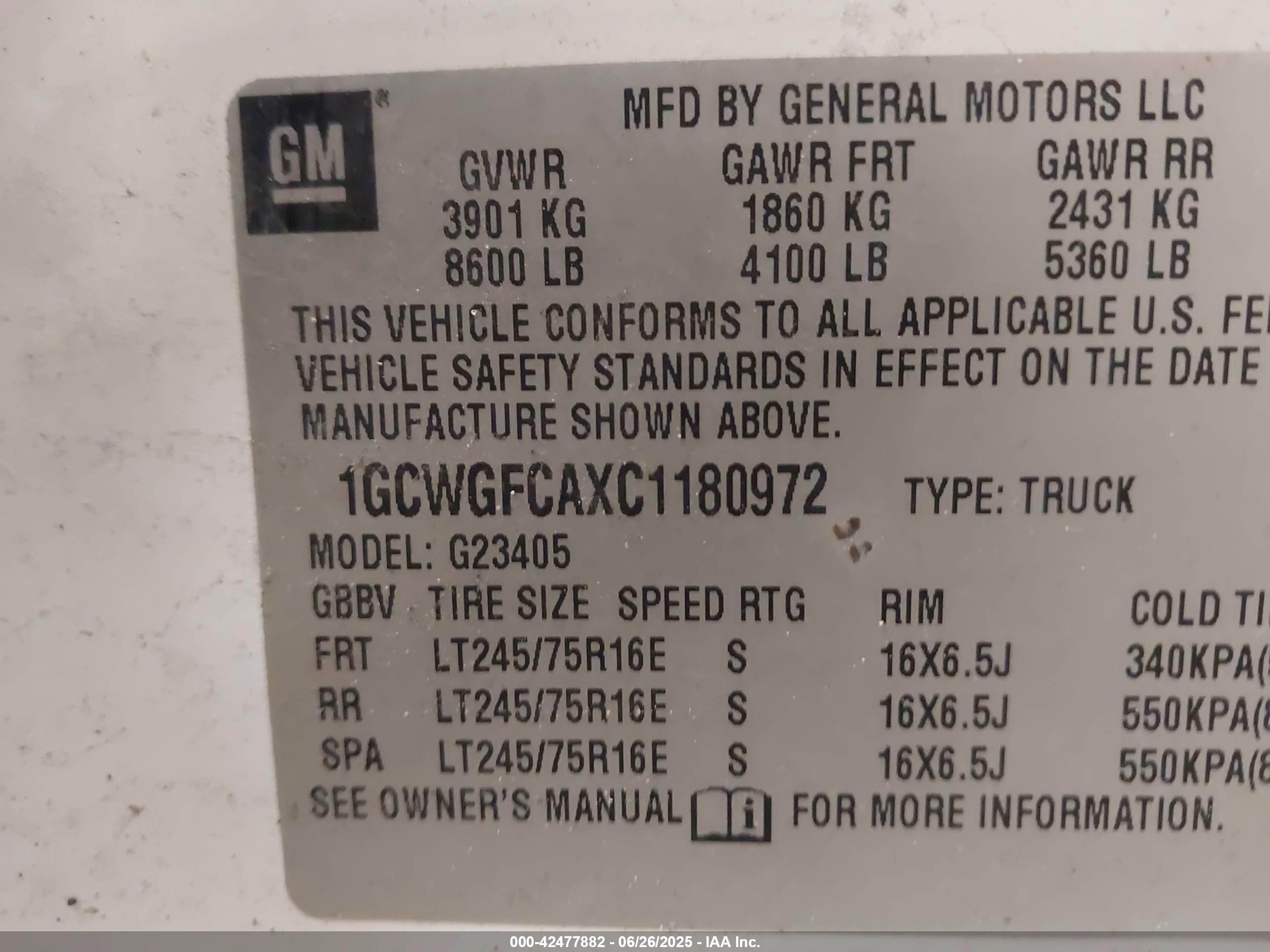 2012 Chevrolet Express 2500 Work Van White vin: 1GCWGFCAXC1180972