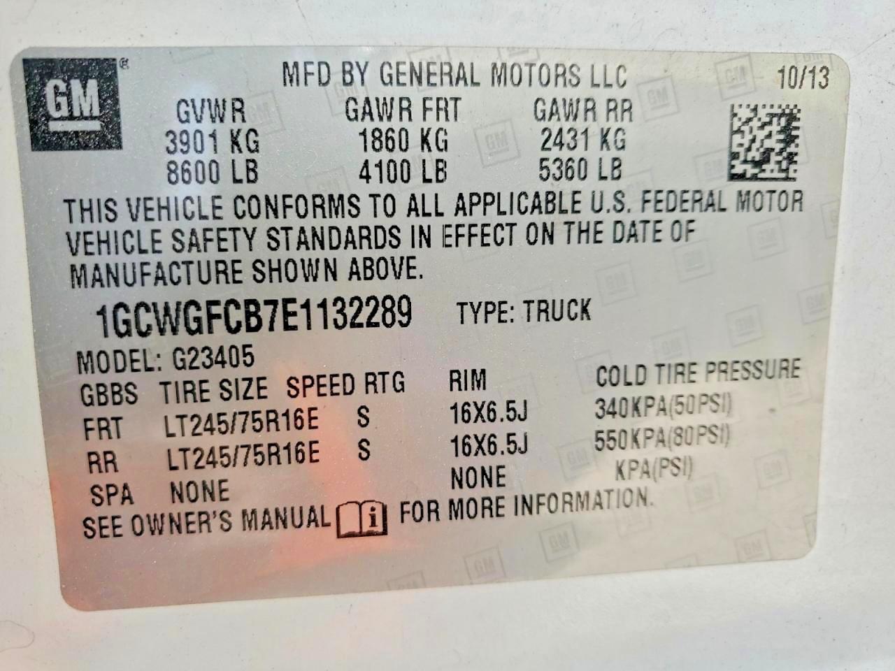 2014 Chevrolet Express G2500 4lt Белый vin: 1GCWGFCB7E1132289