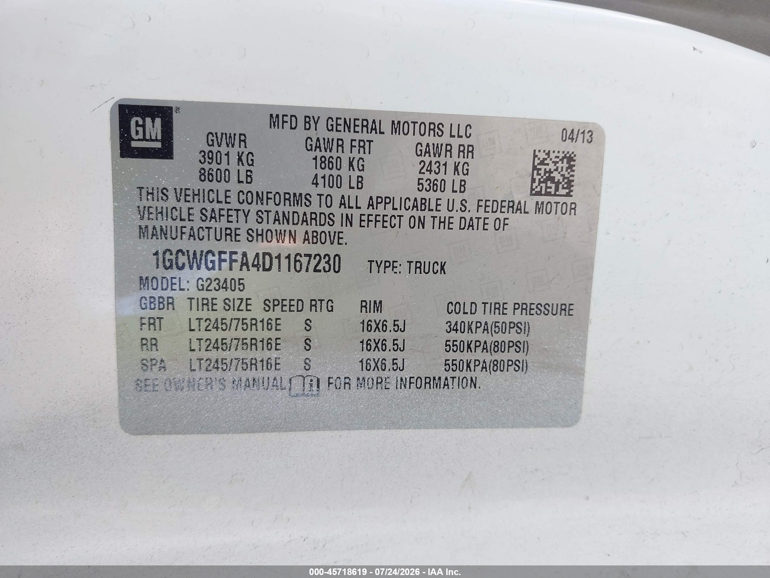 2013 Chevrolet Express 2500 Work Van White vin: 1GCWGFFA4D1167230