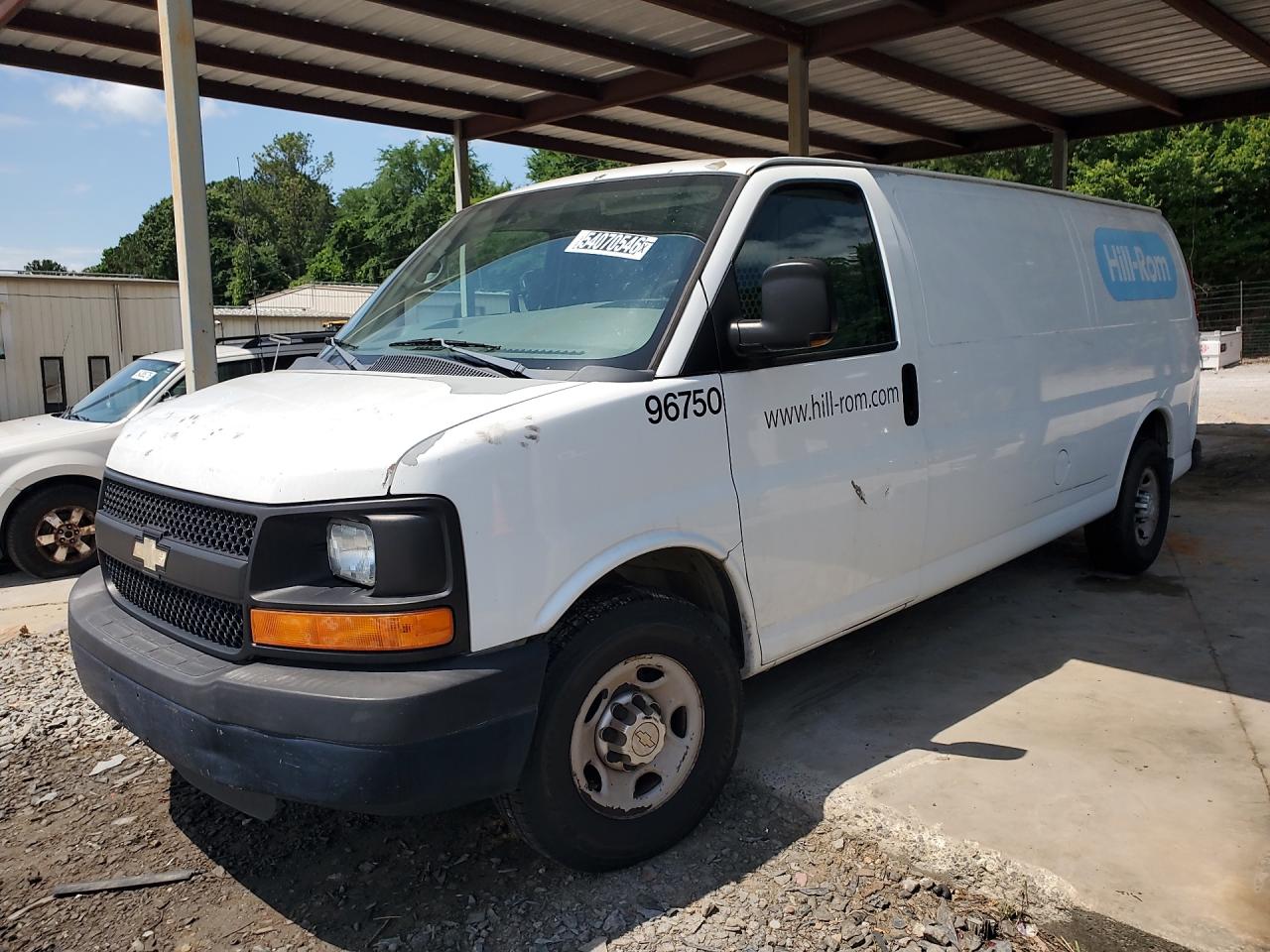 2012 Chevrolet Express G2500 White vin: 1GCWGGCA4C1156737 Damage: Left Front Fender, Peeling, 4 To 5 Inches