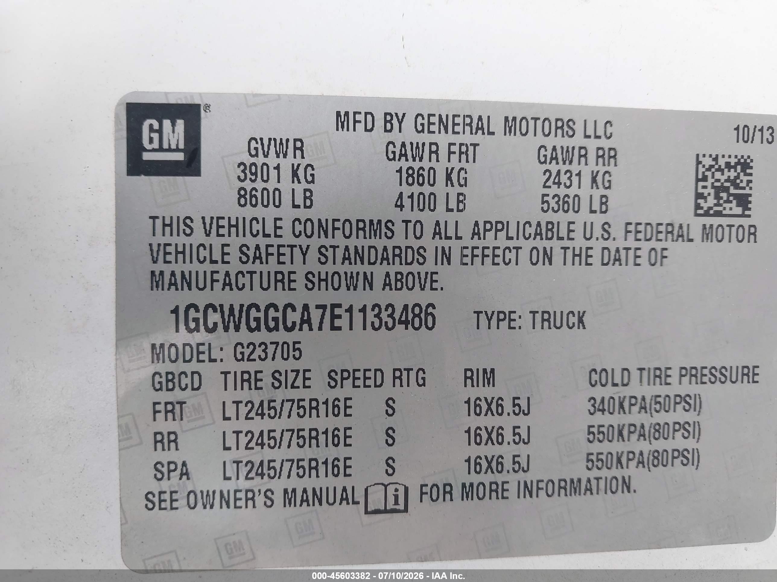 2014 Chevrolet Express 2500 Work Van White vin: 1GCWGGCA7E1133486