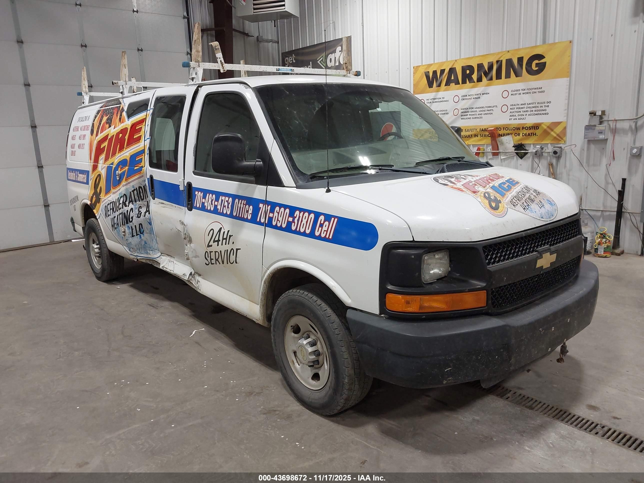 2013 Chevrolet Express 2500 Work Van White vin: 1GCWGGCGXD1123442