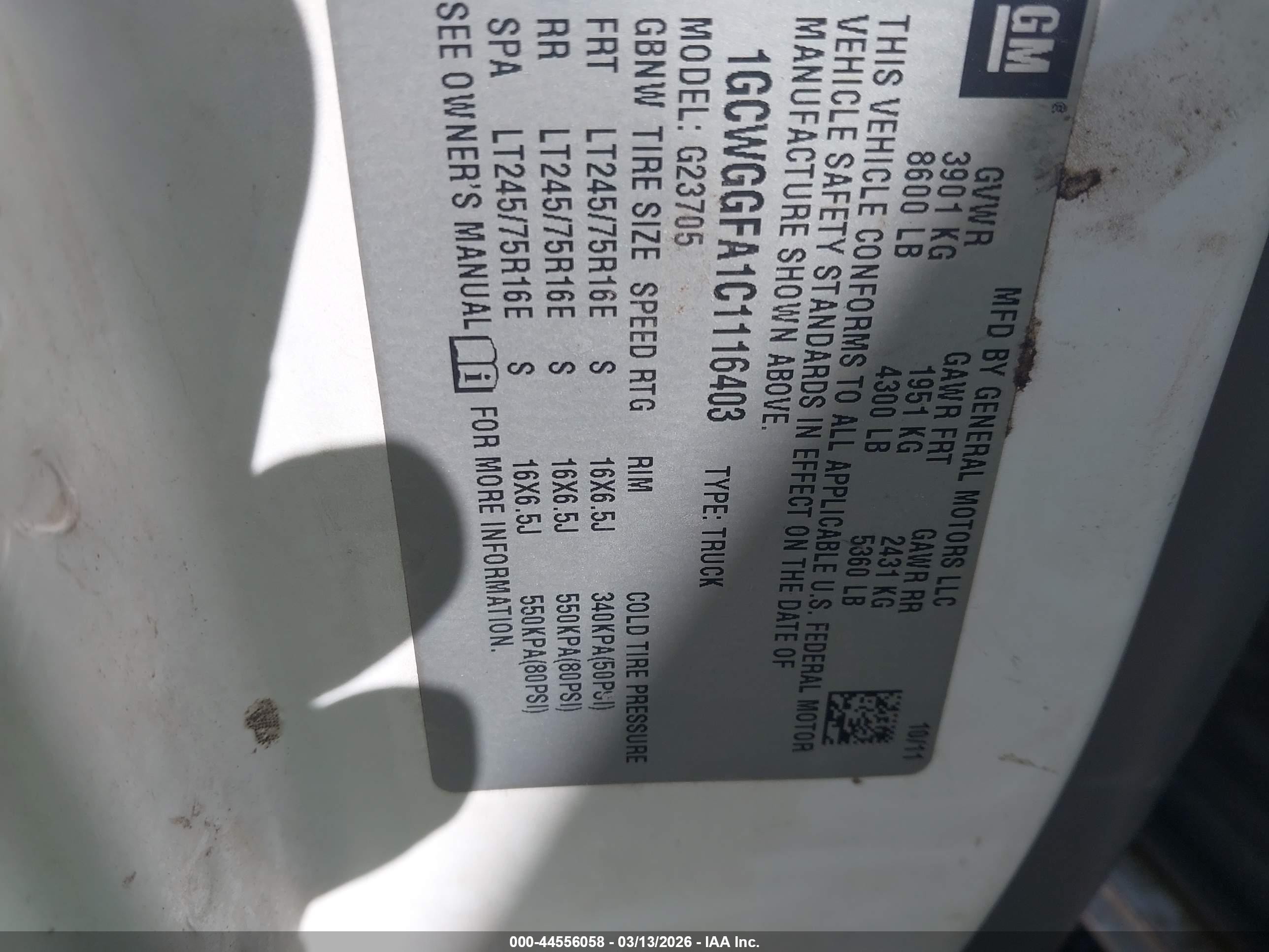 2012 Chevrolet Express 2500 Work Van White vin: 1GCWGGFA1C1116403