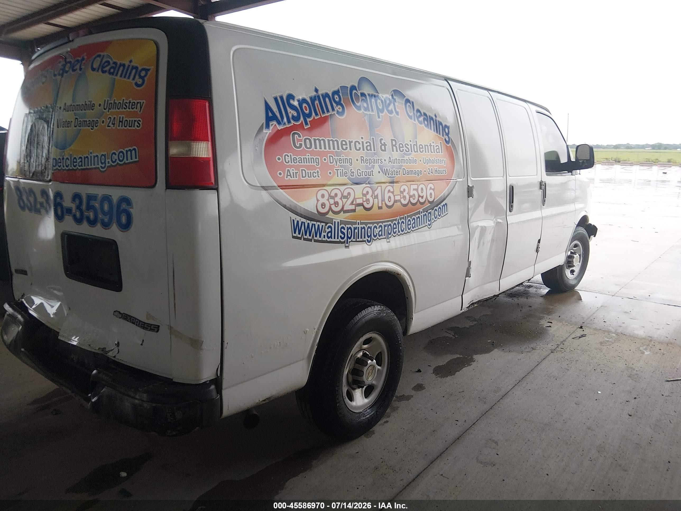 2011 Chevrolet Express 2500 Work Van White vin: 1GCWGGFA7B1132281