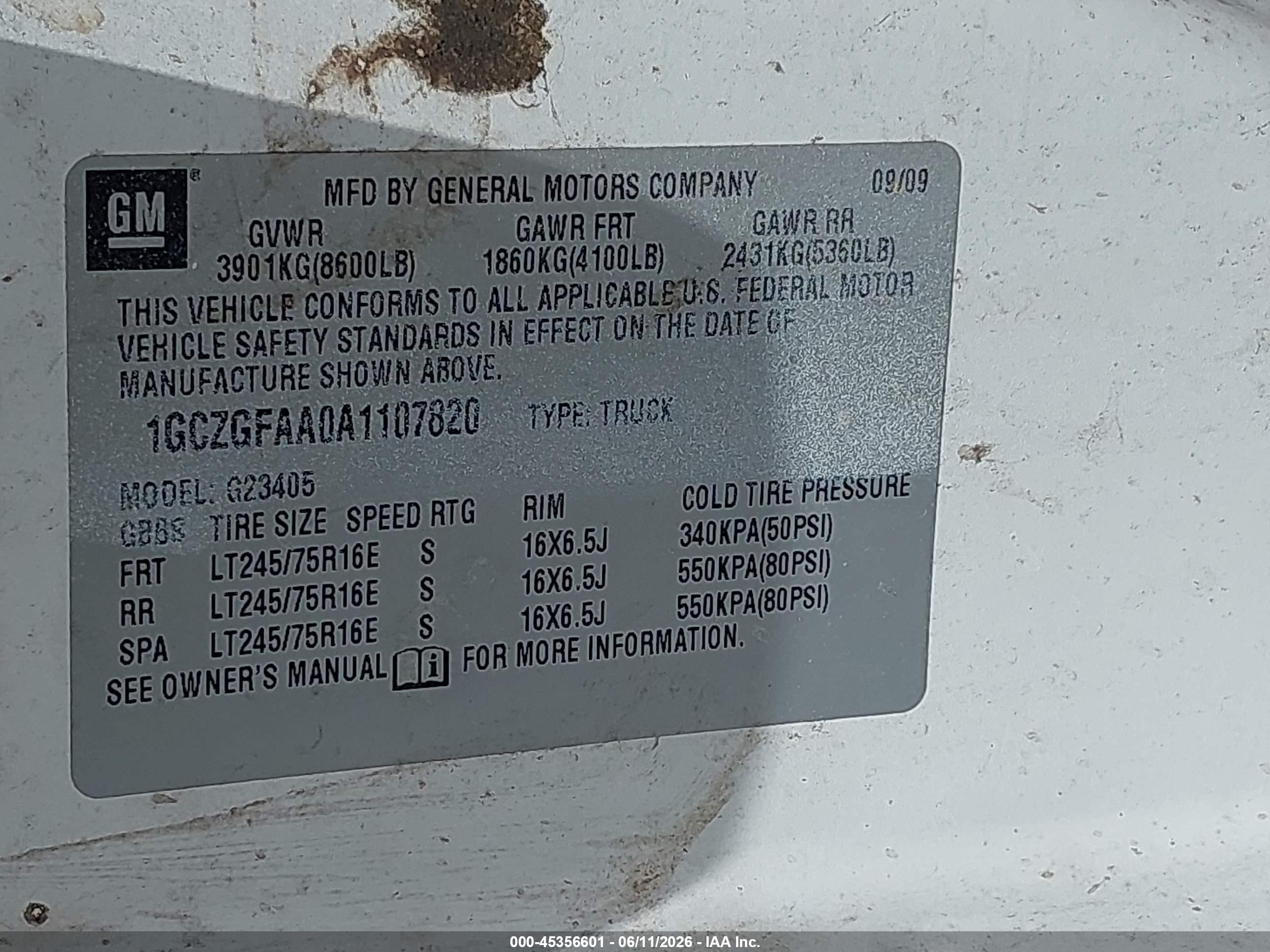2010 Chevrolet Express 2500 Work Van White vin: 1GCZGFAA0A1107820