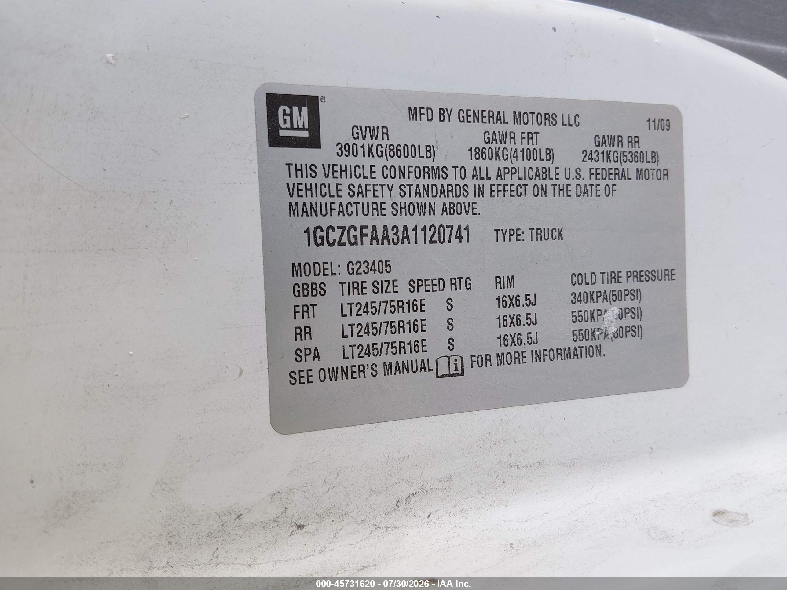 2010 Chevrolet Express 2500 Work Van White vin: 1GCZGFAA3A1120741