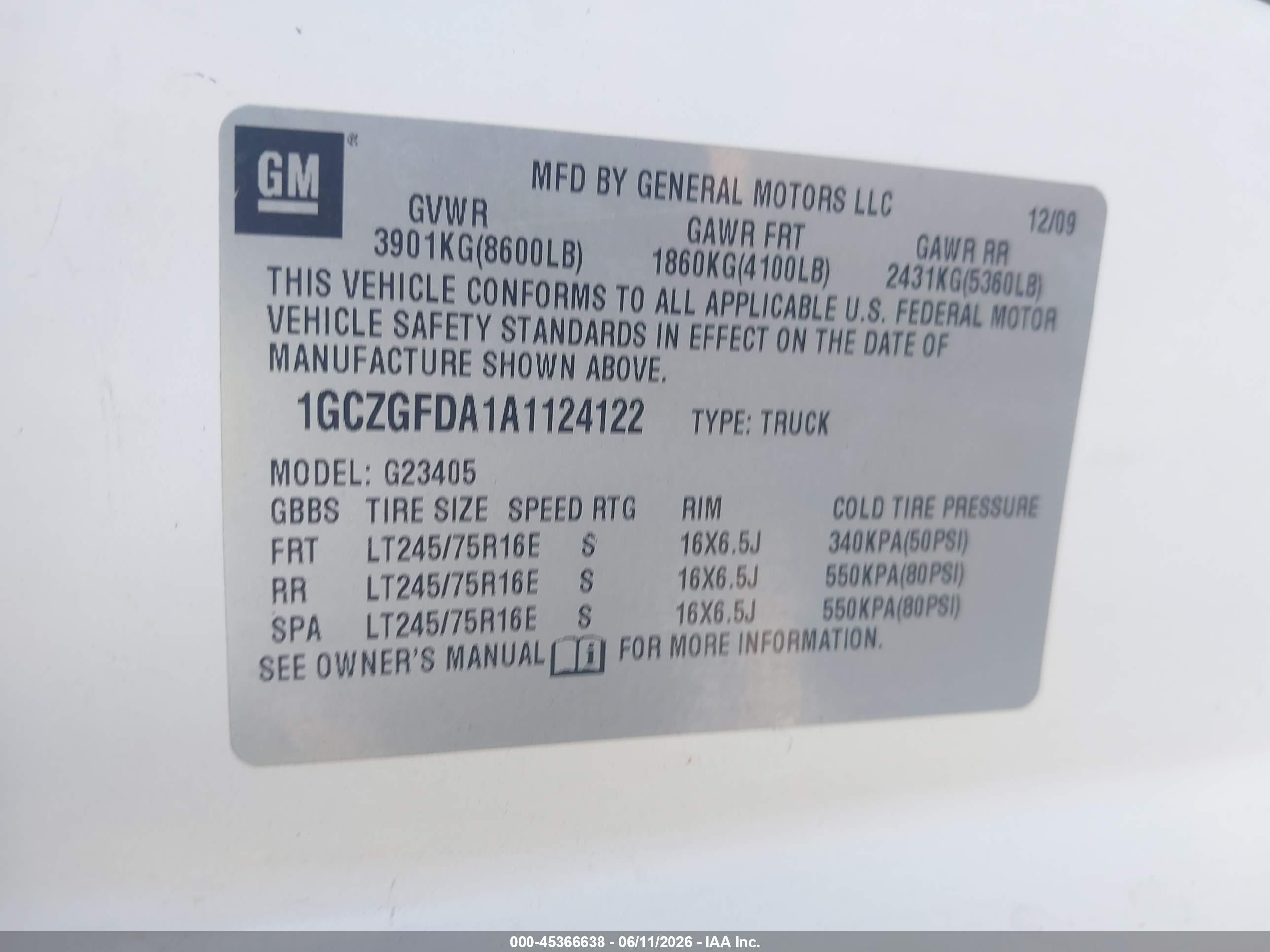 2010 Chevrolet Express 2500 Work Van Белый vin: 1GCZGFDA1A1124122
