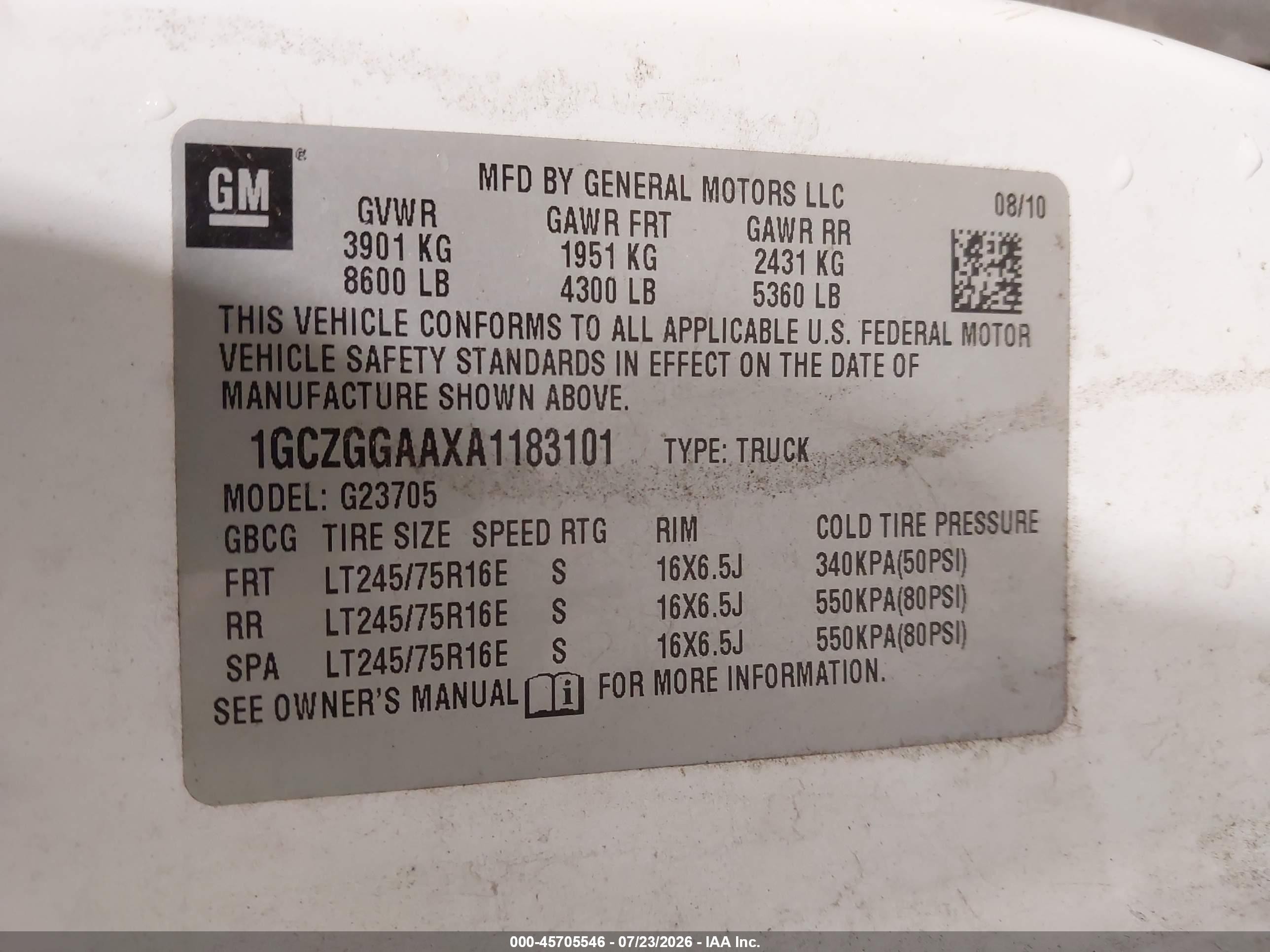 2010 Chevrolet Express 2500 Work Van White vin: 1GCZGGAAXA1183101